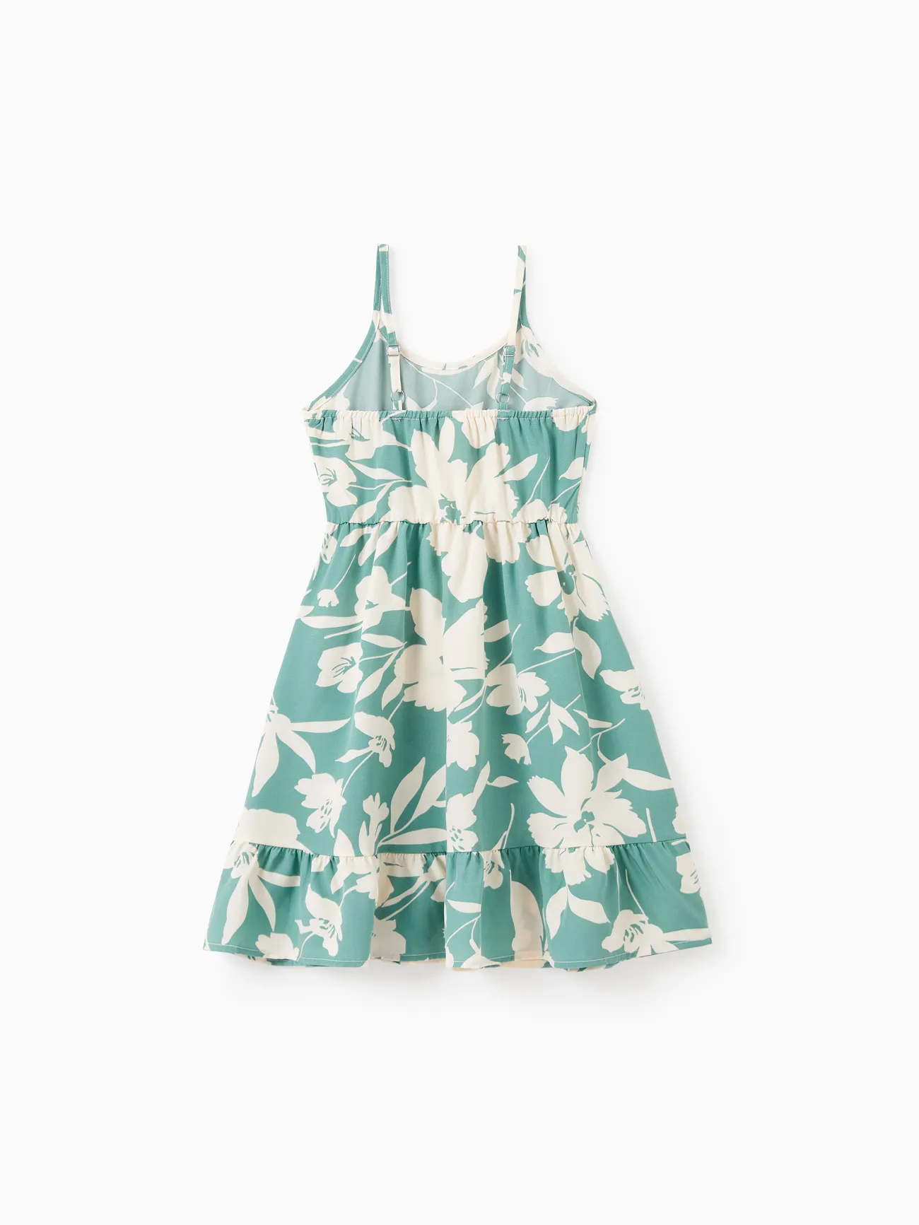 Girl - Green Family Matching Outfits White Leaf Print - Shirts and Backless Dresses for Hawaii/Cruise/Resort/Casual Wear - Green - image 8