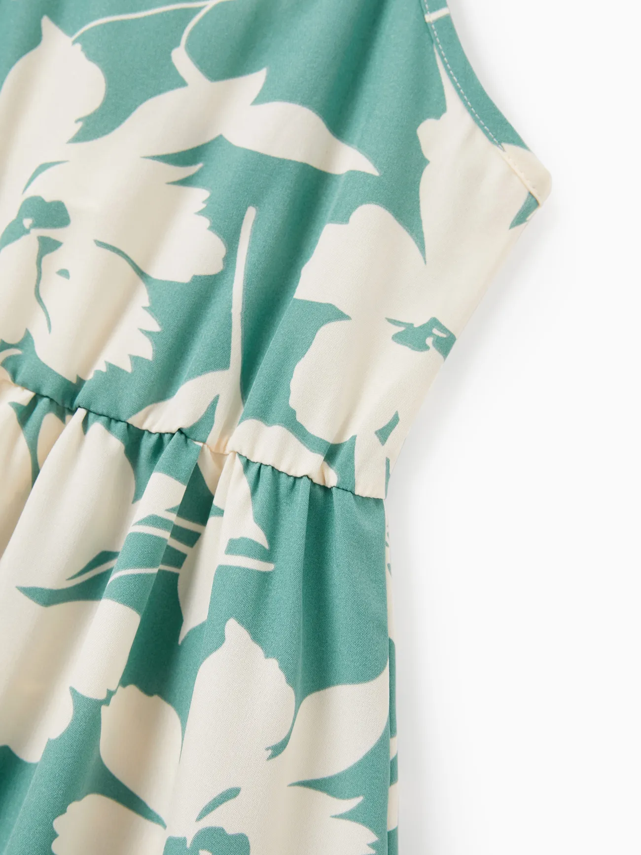Girl - Green Family Matching Outfits White Leaf Print - Shirts and Backless Dresses for Hawaii/Cruise/Resort/Casual Wear - Green - image 11
