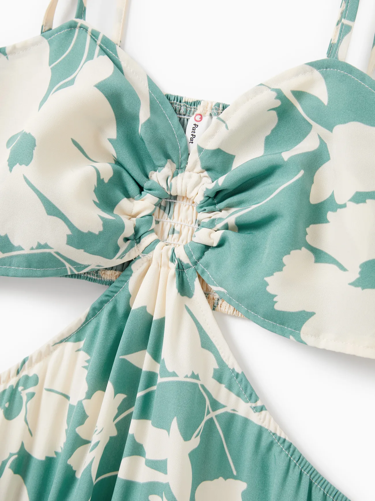 Women - Green Family Matching Outfits White Leaf Print - Shirts and Backless Dresses for Hawaii/Cruise/Resort/Casual Wear - Green - image 6