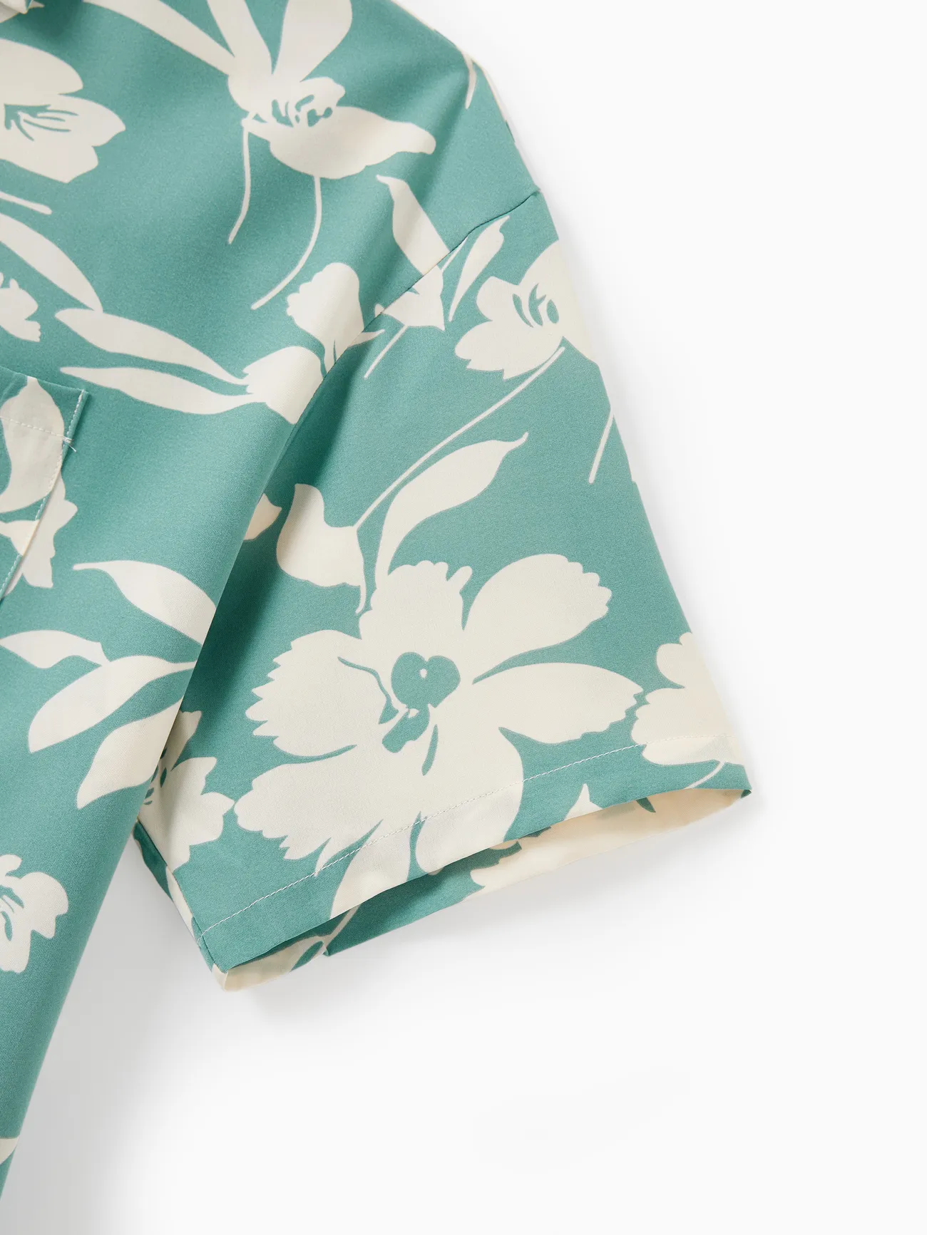 Men - Green Family Matching Outfits White Leaf Print - Shirts and Backless Dresses for Hawaii/Cruise/Resort/Casual Wear - Green - image 24