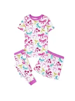 Toddler / Kids 3-Piece Bamboo Snug Fit Pajama Set with Playful Print