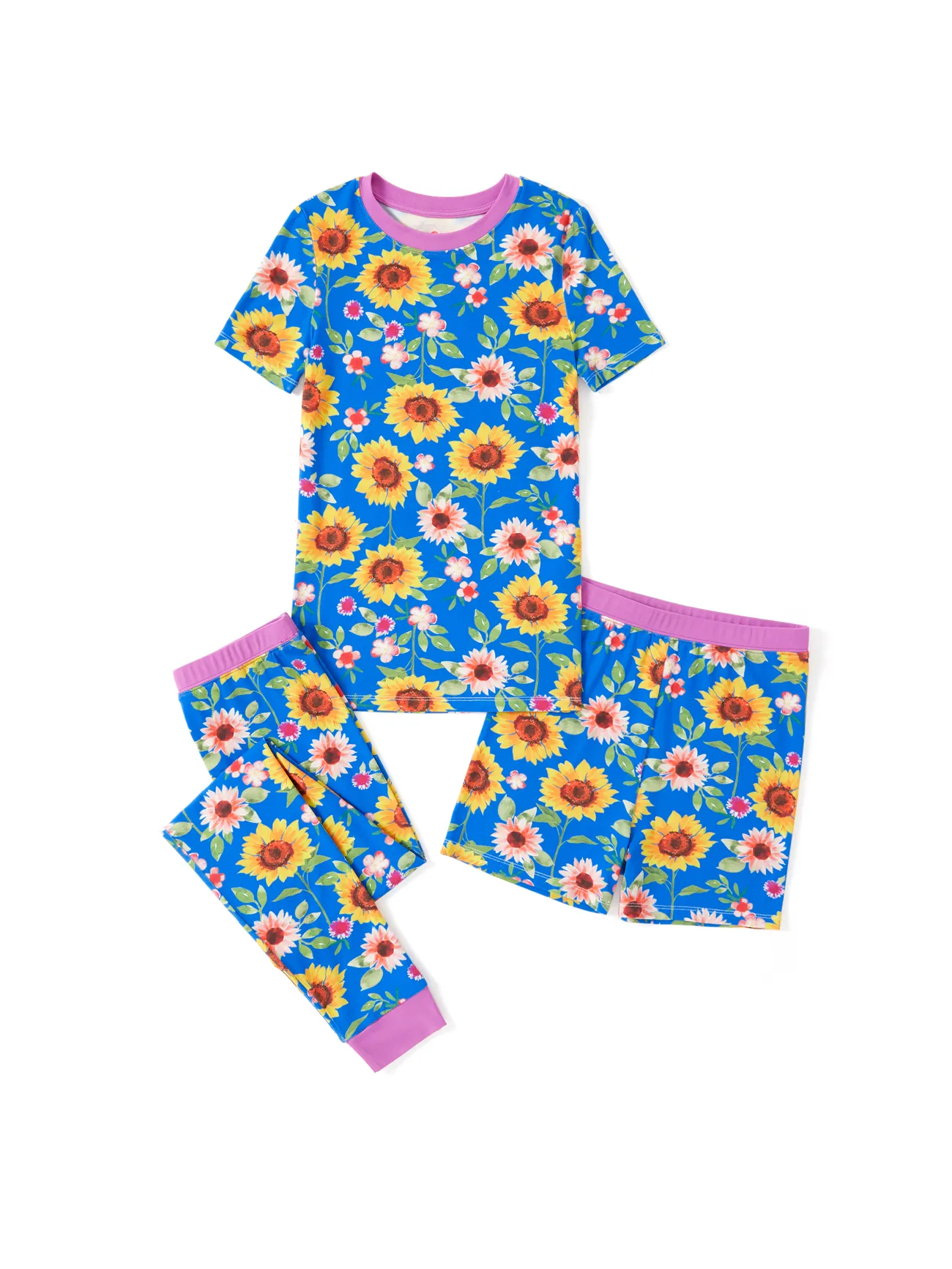 Blue - Toddler/Kid Bamboo Pajamas with Playful Print (3pcs, Snug-Fitting) - image 2
