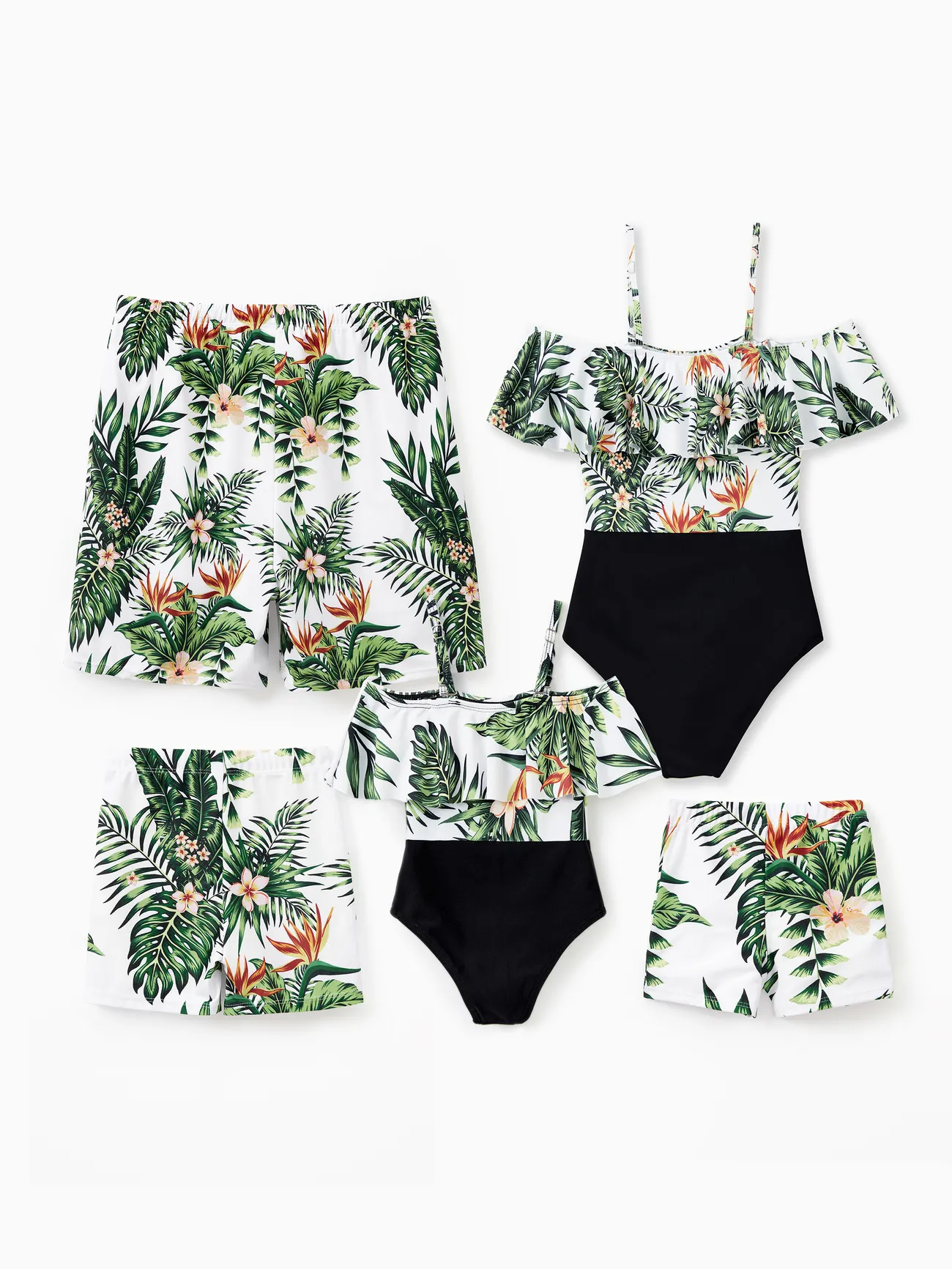 Baby Boy - One Piece Plant Printed Family Matching Swimsuit - White - image 18