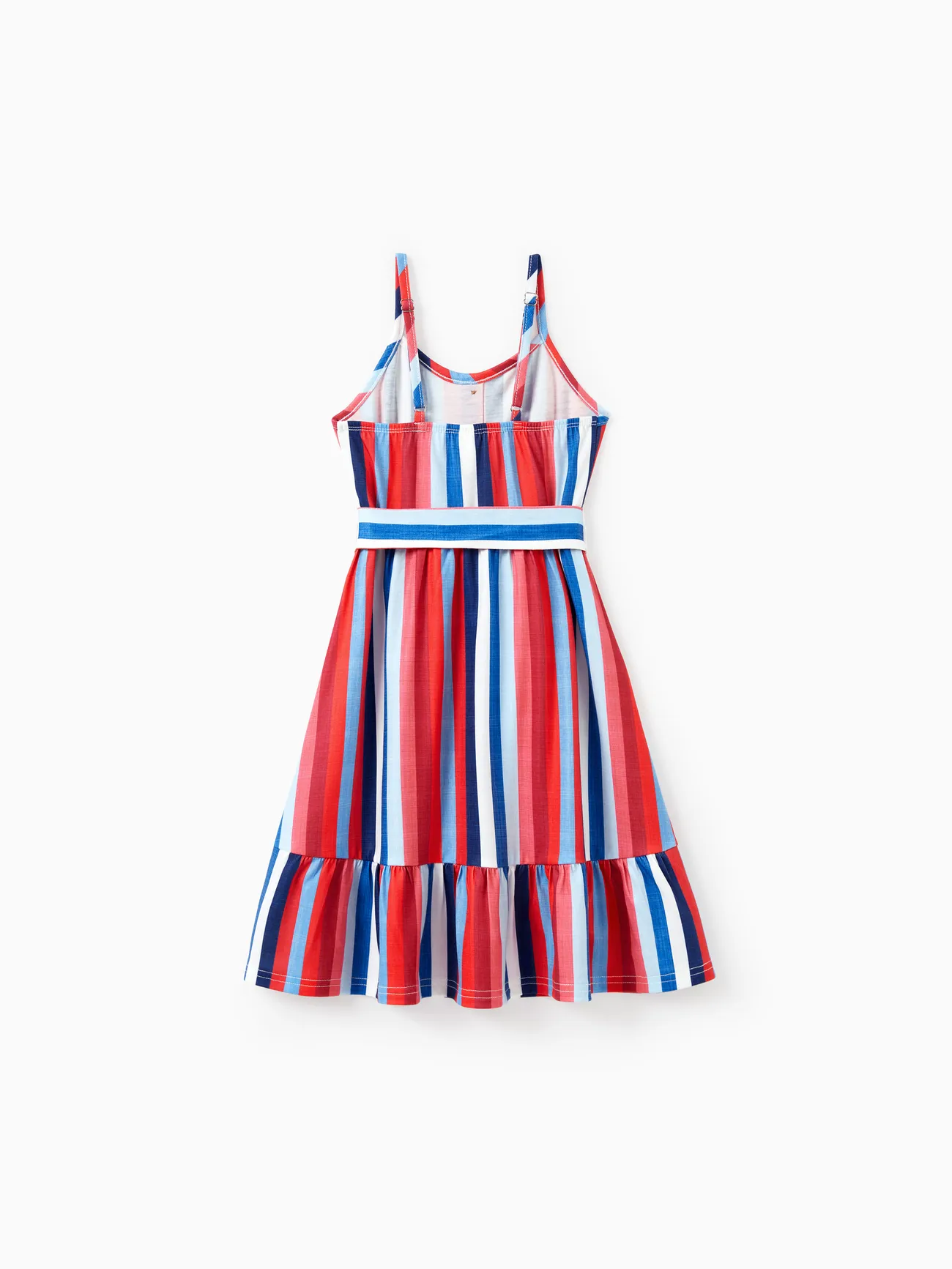 Girl - Family Matching Casual Cotton T-shirt or Belted Stripe Dress Set - Multi-color - image 8