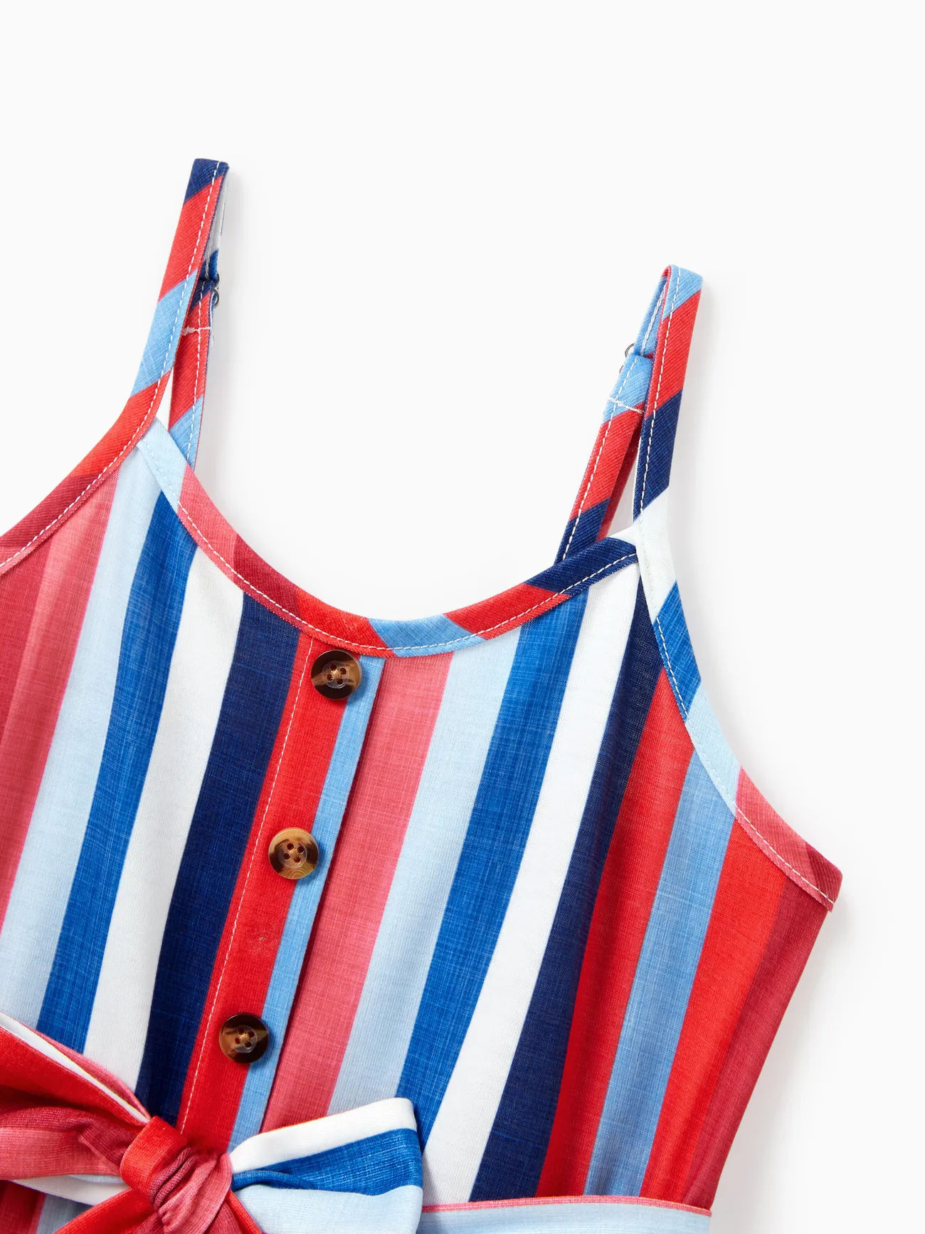 Girl - Family Matching Casual Cotton T-shirt or Belted Stripe Dress Set - Multi-color - image 9
