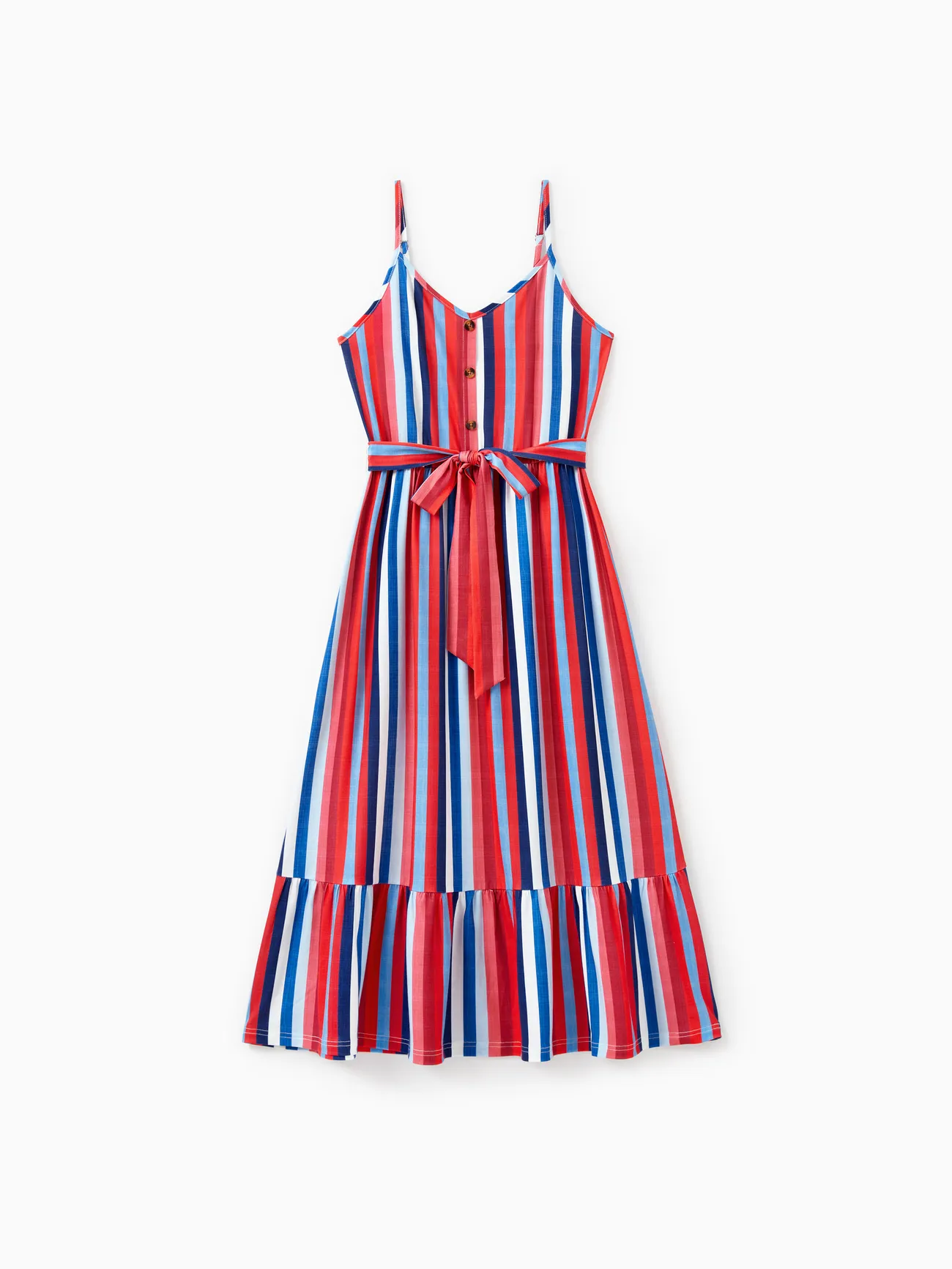 Women - Family Matching Casual Cotton T-shirt or Belted Stripe Dress Set - Multi-color - image 2