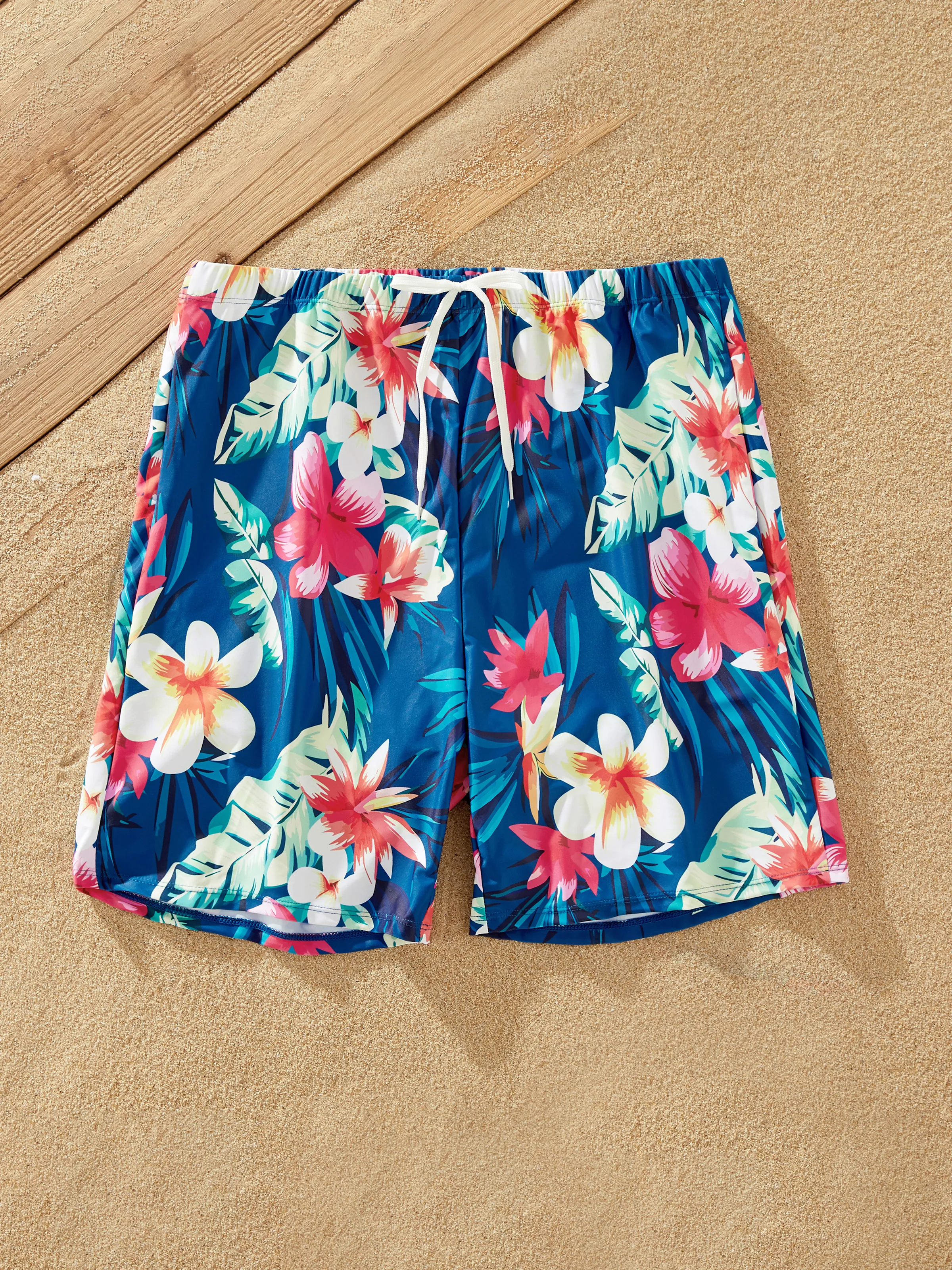 

Family Matching Floral Drawstring Swim Trunks or Flutter Sleeves Knot Side One-piece Swimsuit