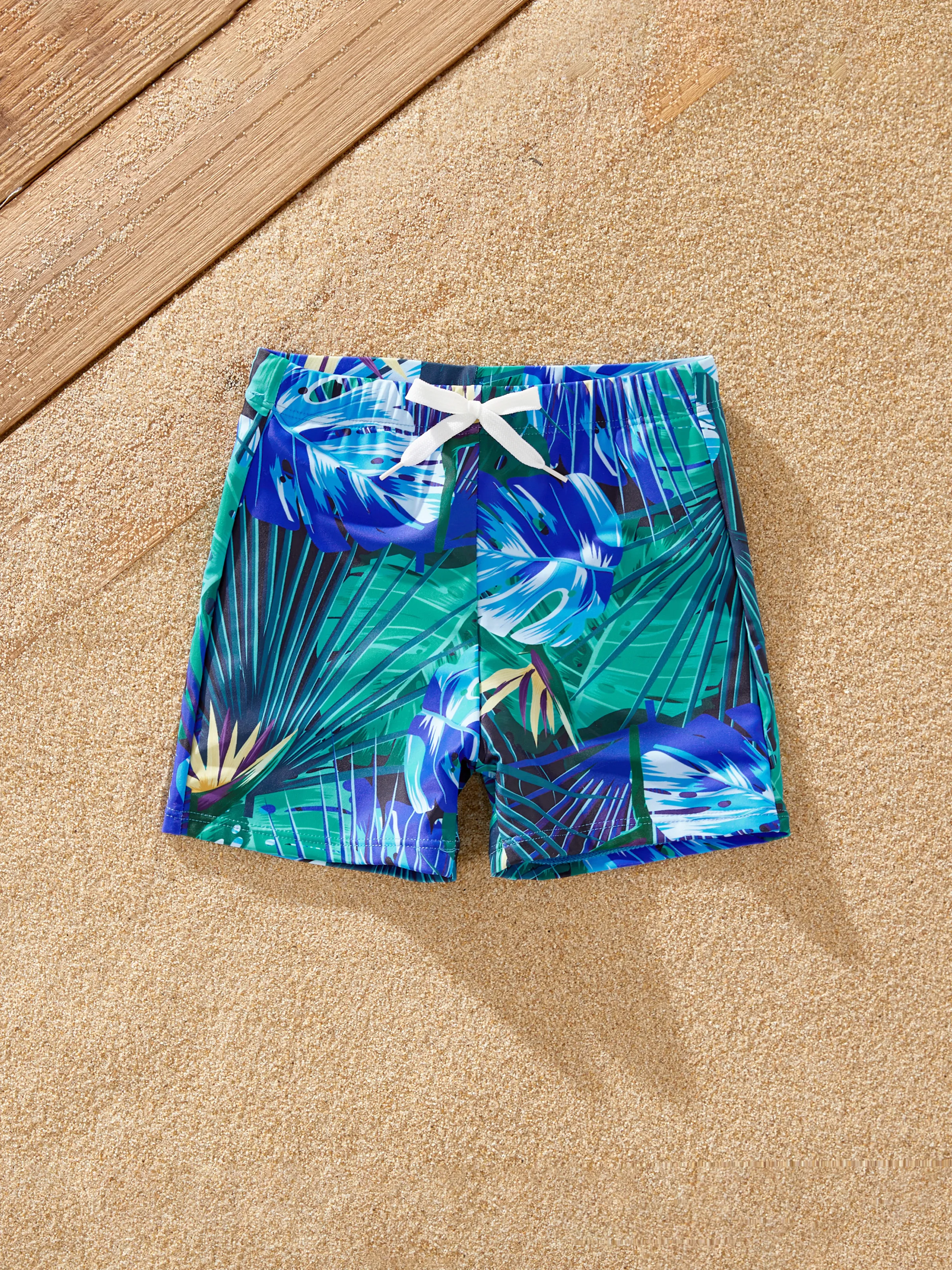 

Family Matching Drawstring Swim Trunks or Crisscross Ruched One-Piece Strap Swimsuit