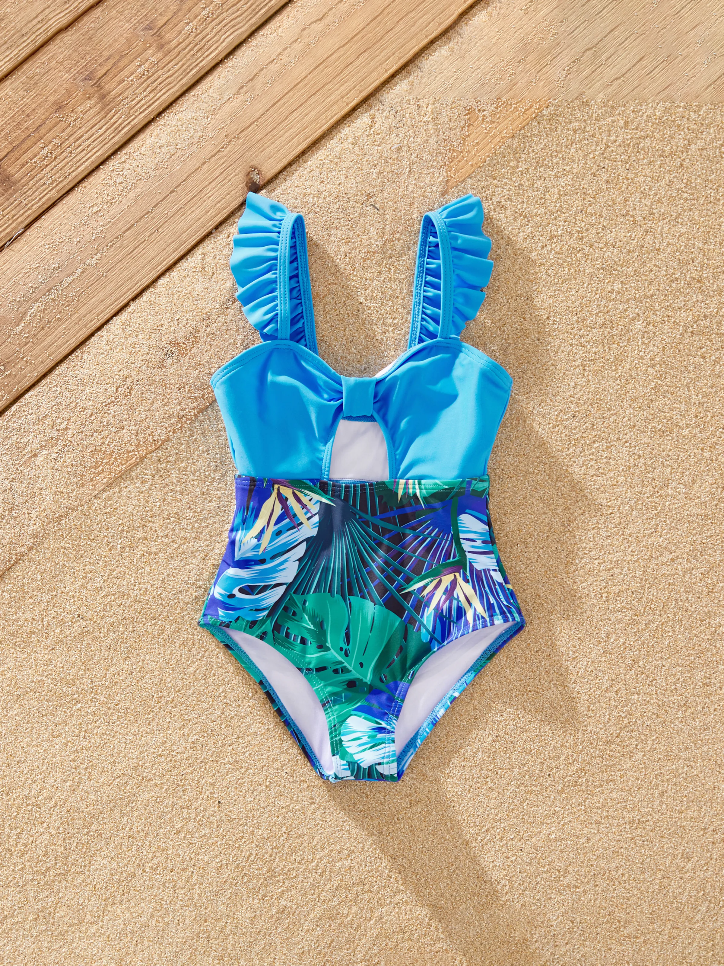 

Family Matching Drawstring Swim Trunks or Crisscross Ruched One-Piece Strap Swimsuit