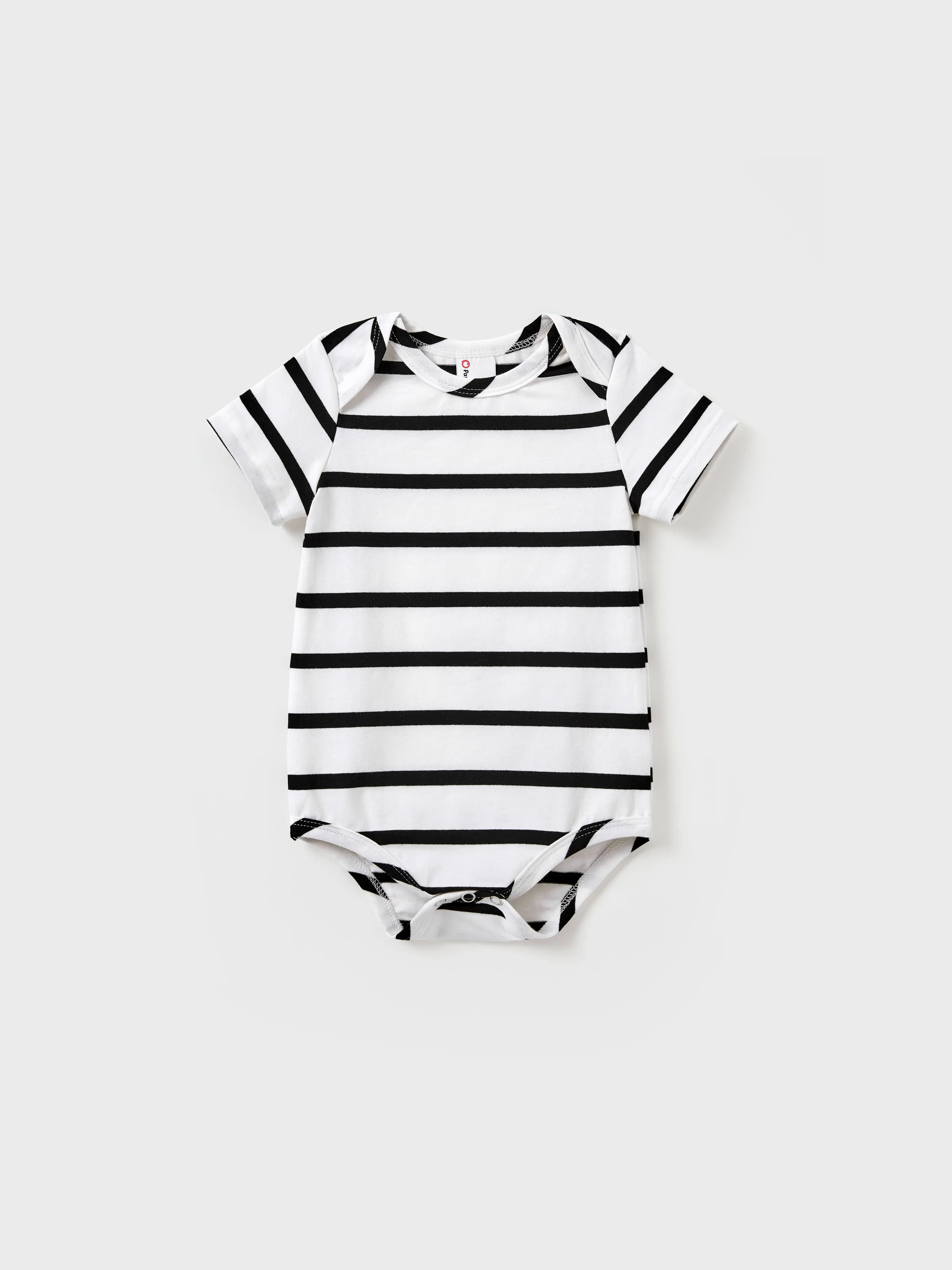 

Family Matching Cotton Set Black and White Stripe T-shirt or Strap Bodycon Dress