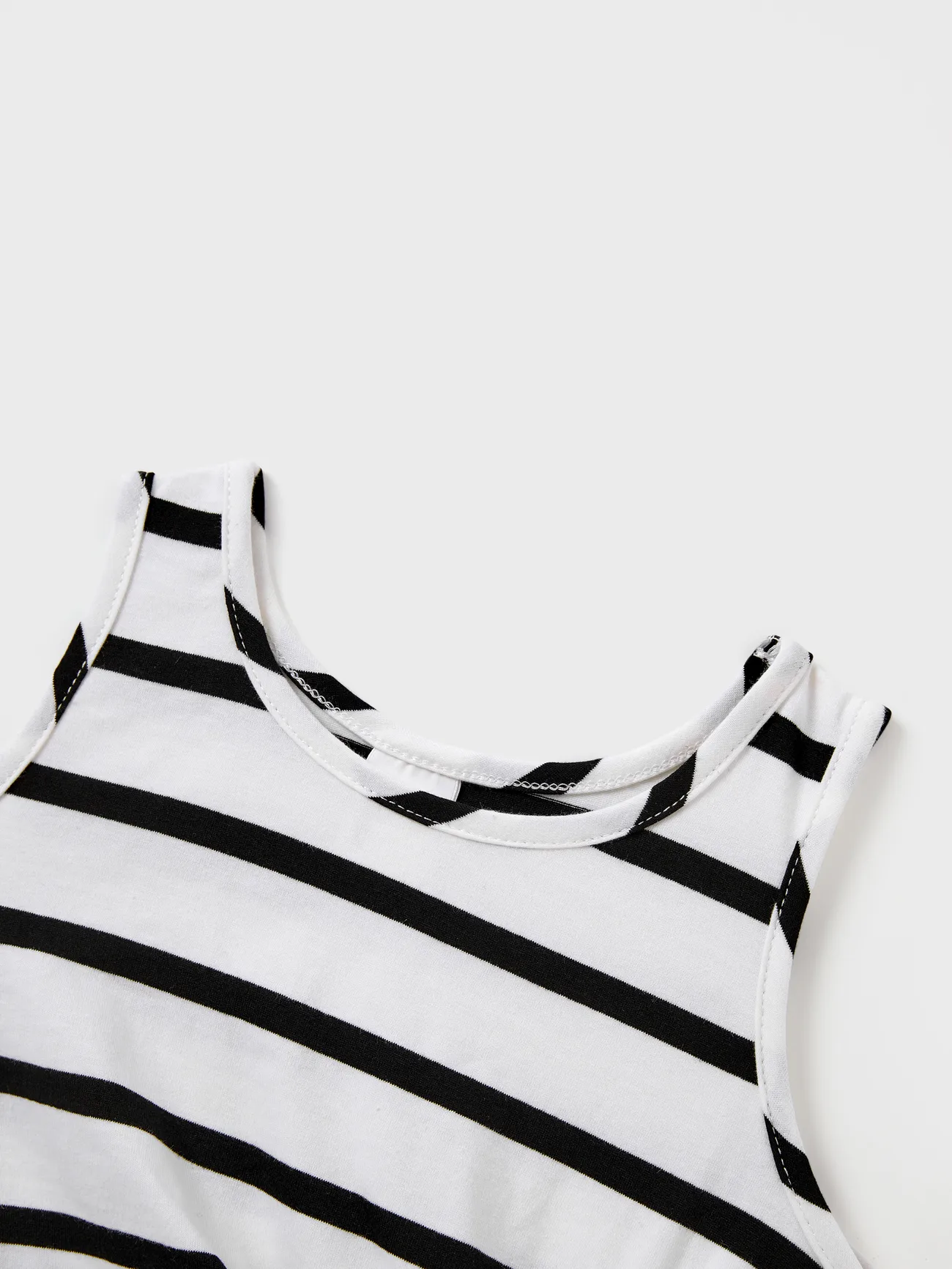 Girl - Black and White Stripe Matching Outfits - T-shirts and Bodycon Dress for Casual/Cruise/Resort - Black+White - image 9