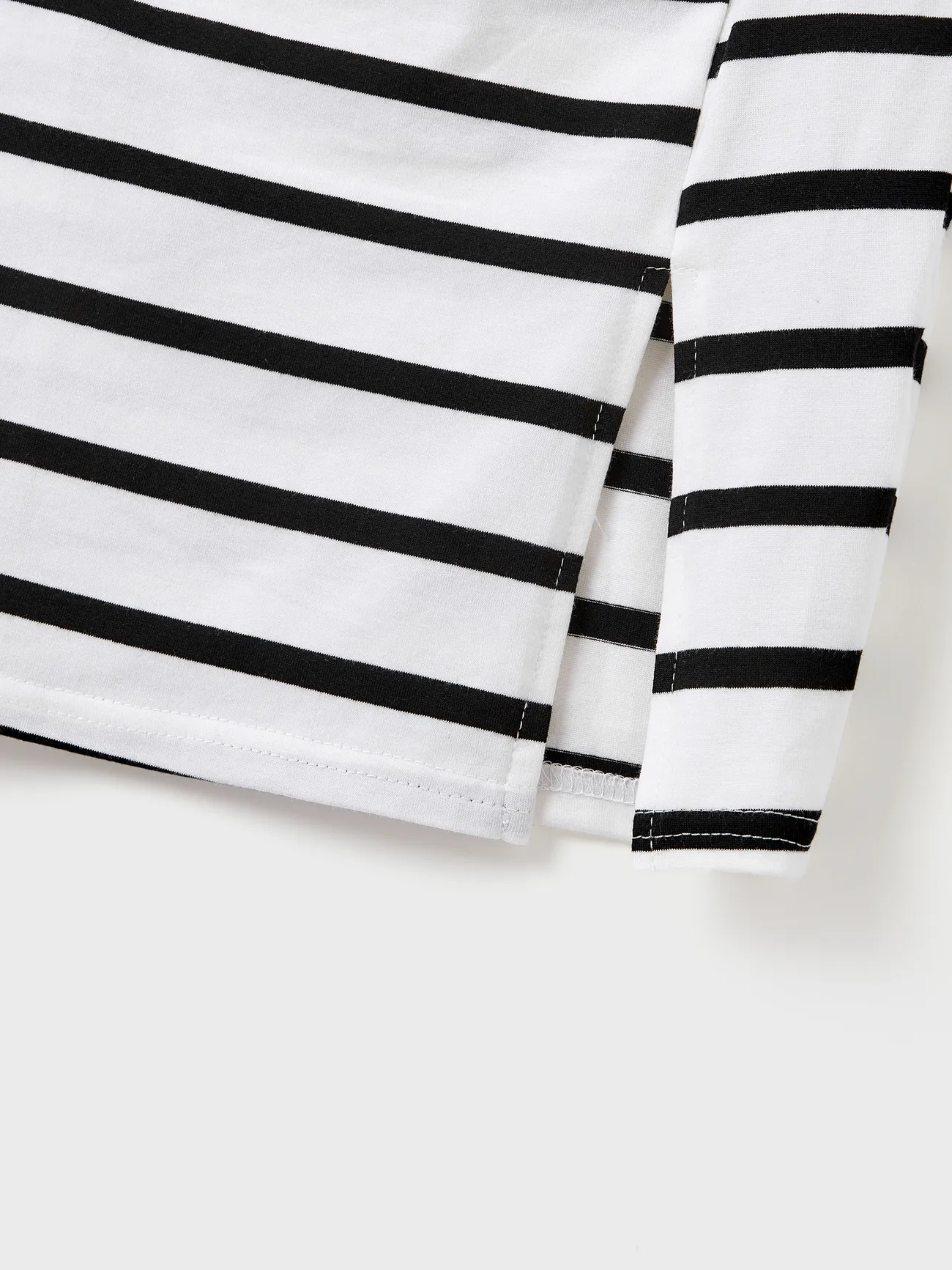 Girl - Black and White Stripe Matching Outfits - T-shirts and Bodycon Dress for Casual/Cruise/Resort - Black+White - image 11
