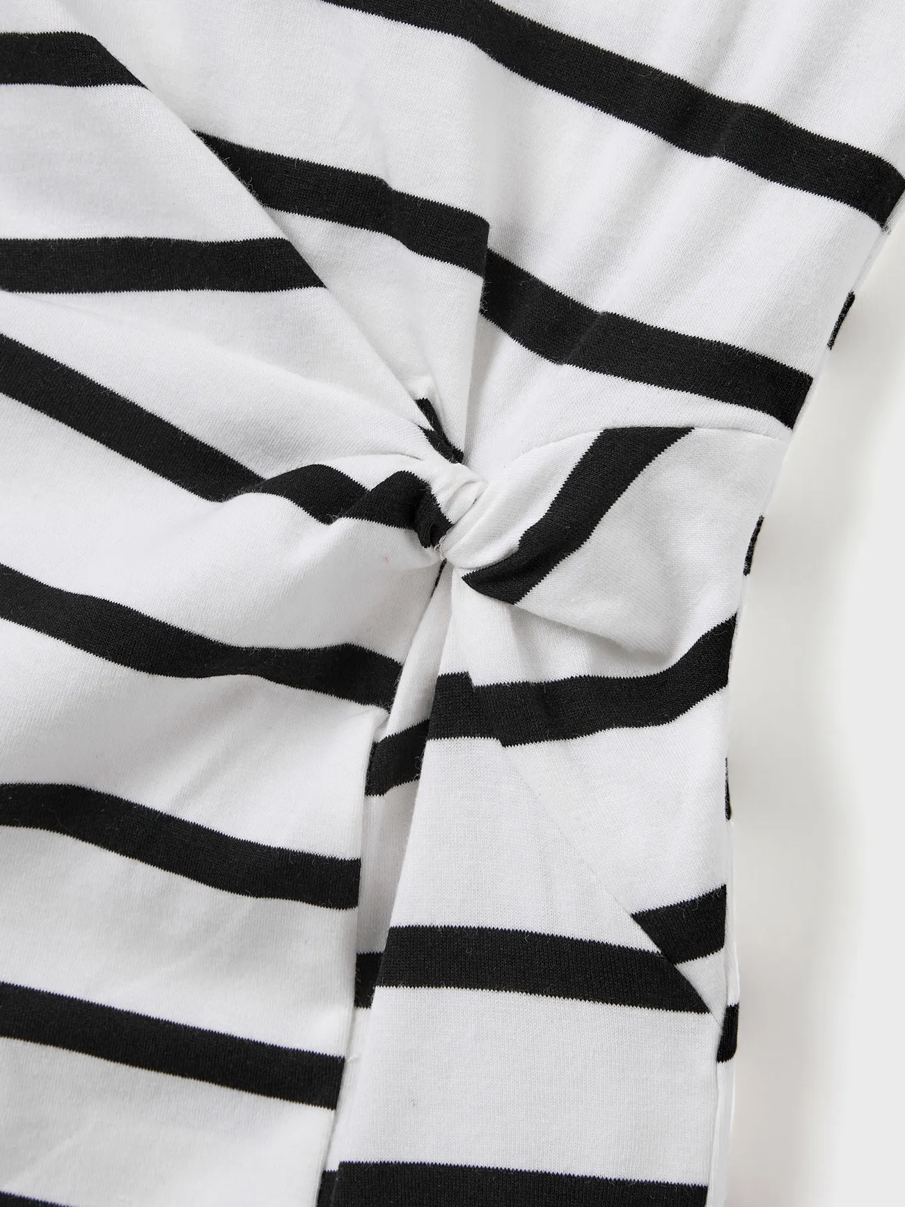 Girl - Black and White Stripe Matching Outfits - T-shirts and Bodycon Dress for Casual/Cruise/Resort - Black+White - image 10