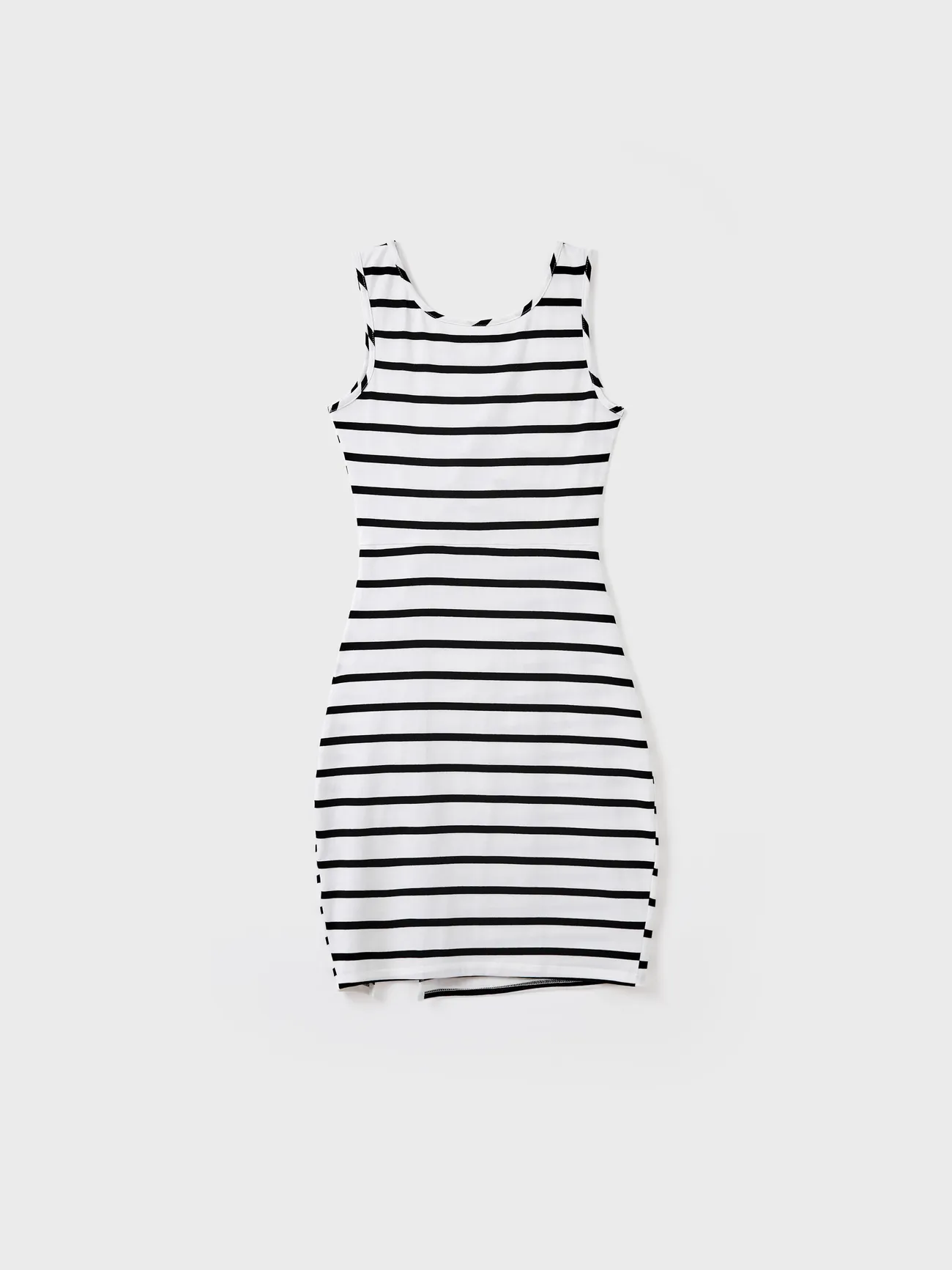 Women - Black and White Stripe Matching Outfits - T-shirts and Bodycon Dress for Casual/Cruise/Resort - Black+White - image 3