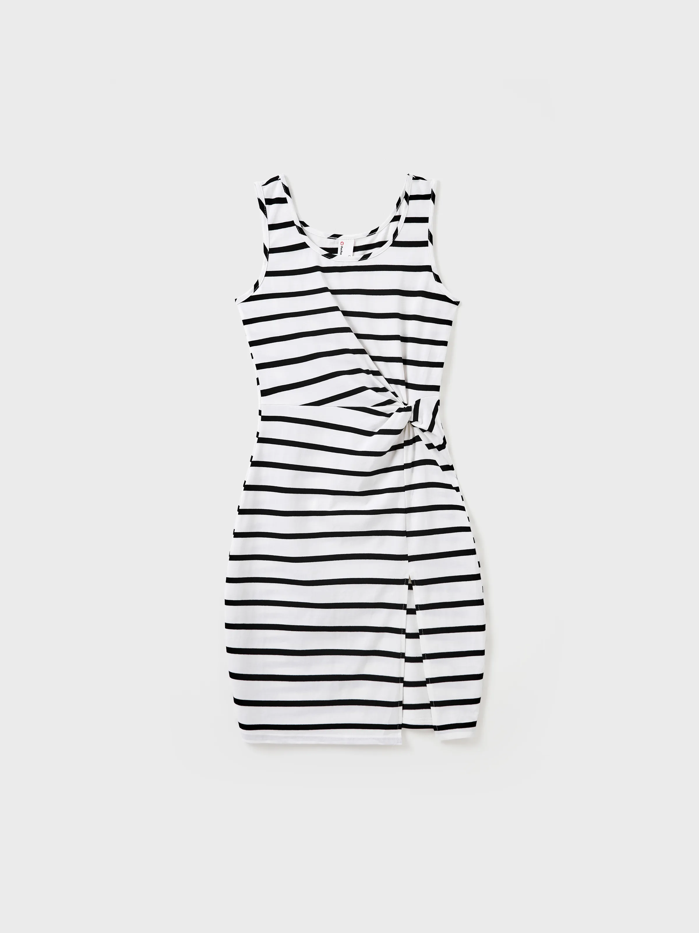 

Family Matching Cotton Set Black and White Stripe T-shirt or Strap Bodycon Dress