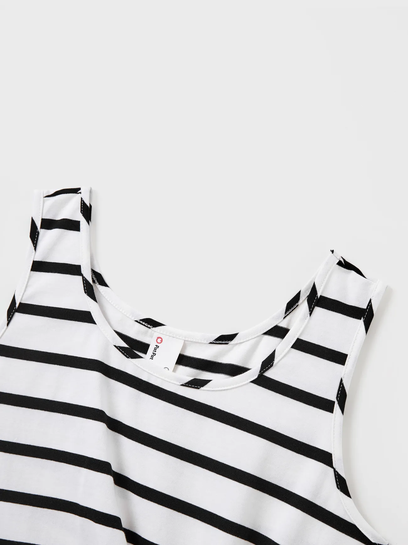 Women - Black and White Stripe Matching Outfits - T-shirts and Bodycon Dress for Casual/Cruise/Resort - Black+White - image 4