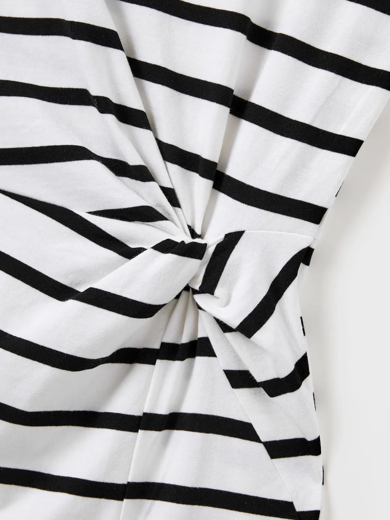 Women - Black and White Stripe Matching Outfits - T-shirts and Bodycon Dress for Casual/Cruise/Resort - Black+White - image 6
