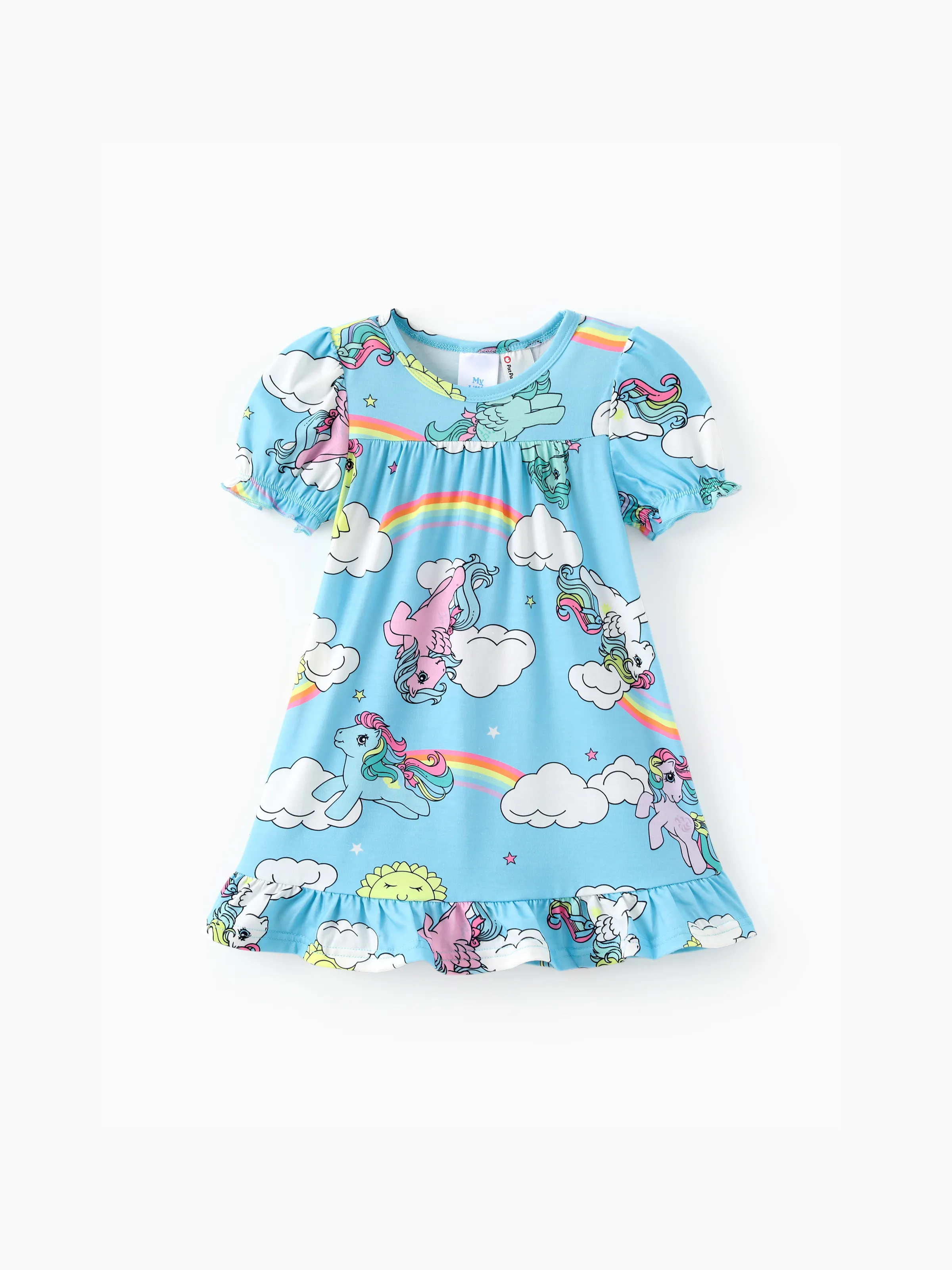 

My Little Pony Toddler/Kid Girl 1pc Character Rainbow Pattern Ruffled Sleeves Pajama Dress (Flame Resistant)