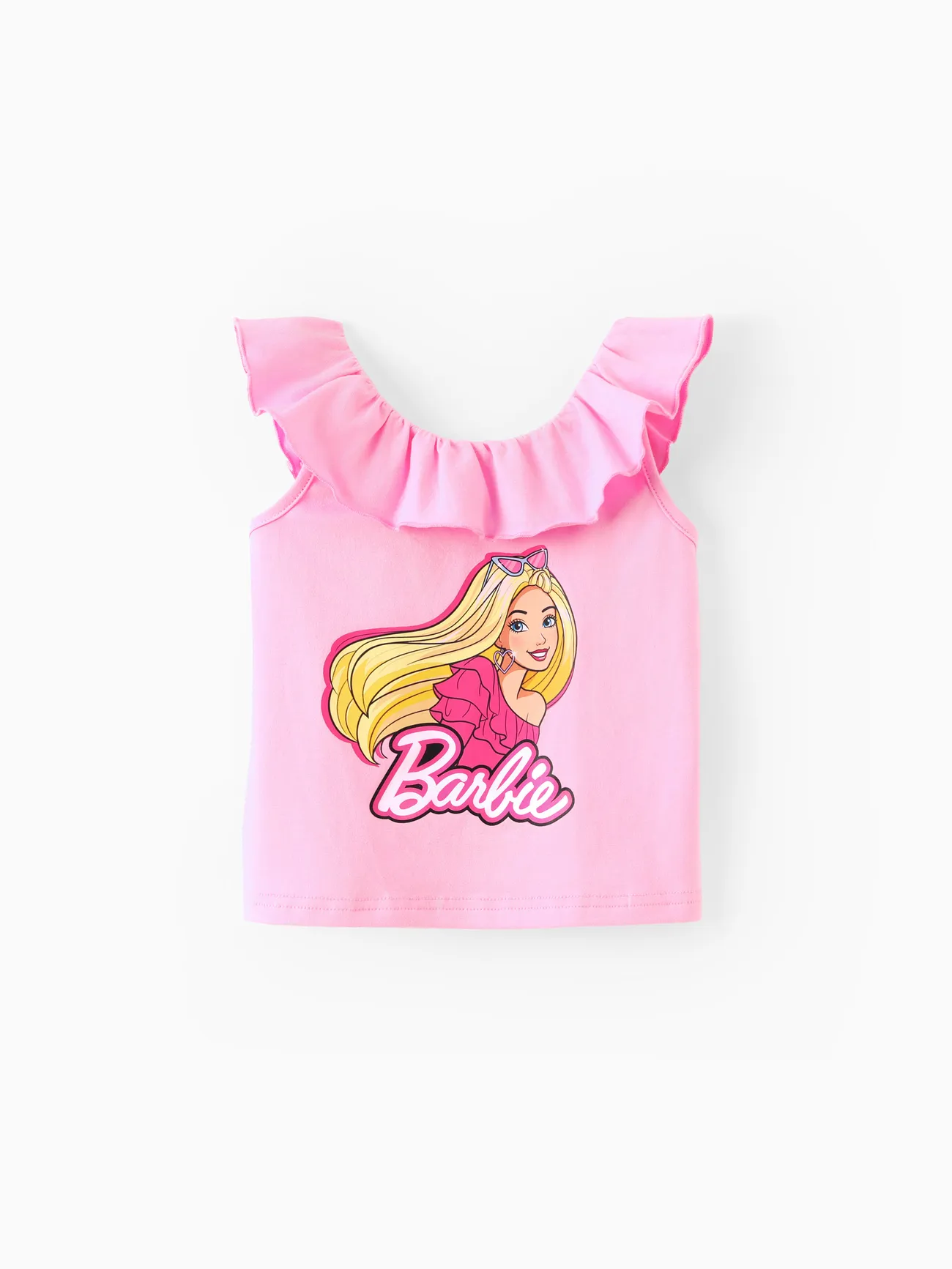 Pink - Barbie Toddlers Girl 2pcs Cotton Ruffled Collar Sleeveless Top And Bowknot Shorts Set - image 3
