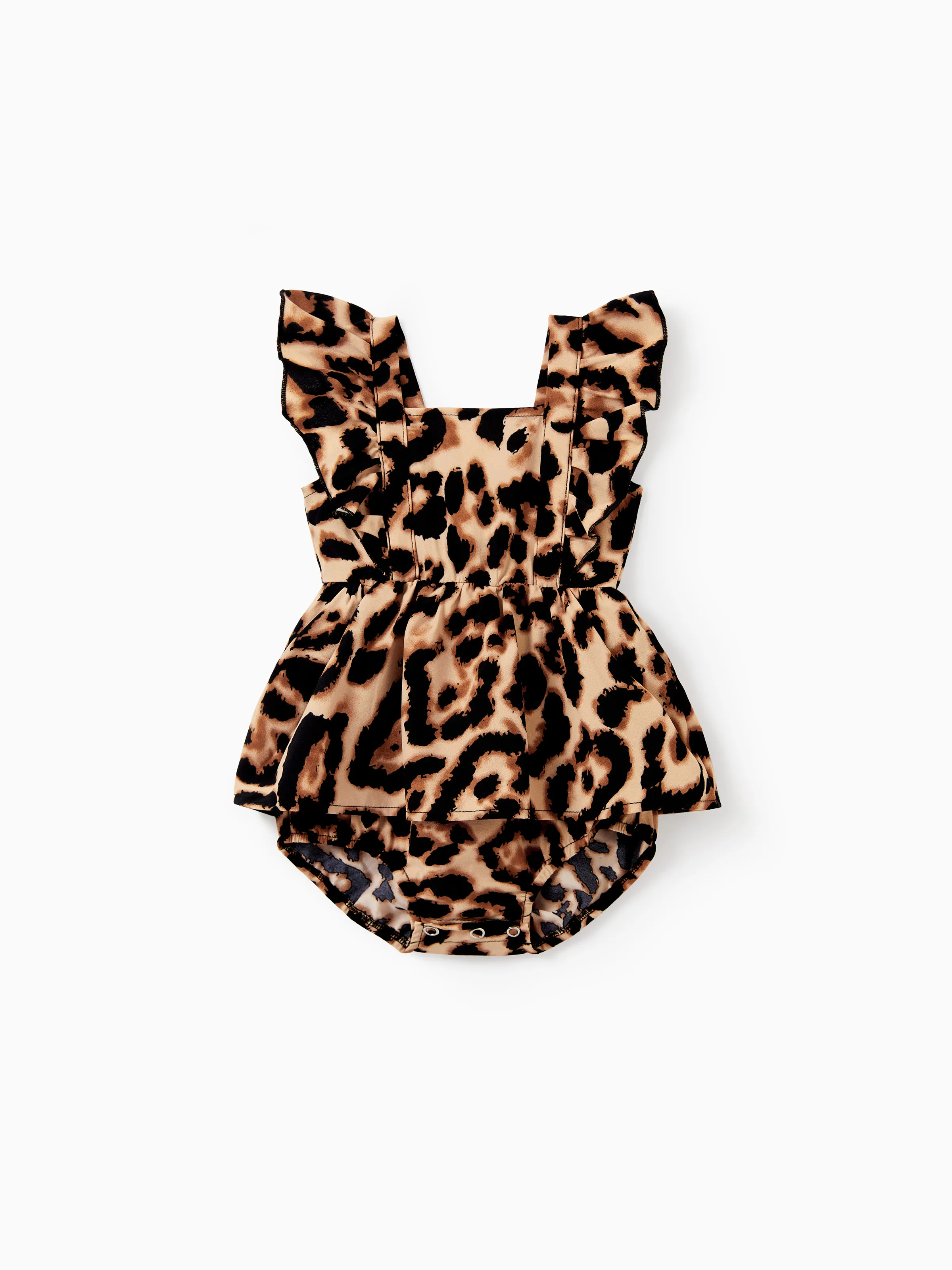 

Mommy and Me Halter Leopard Printed V-Neck Romper with Pockets