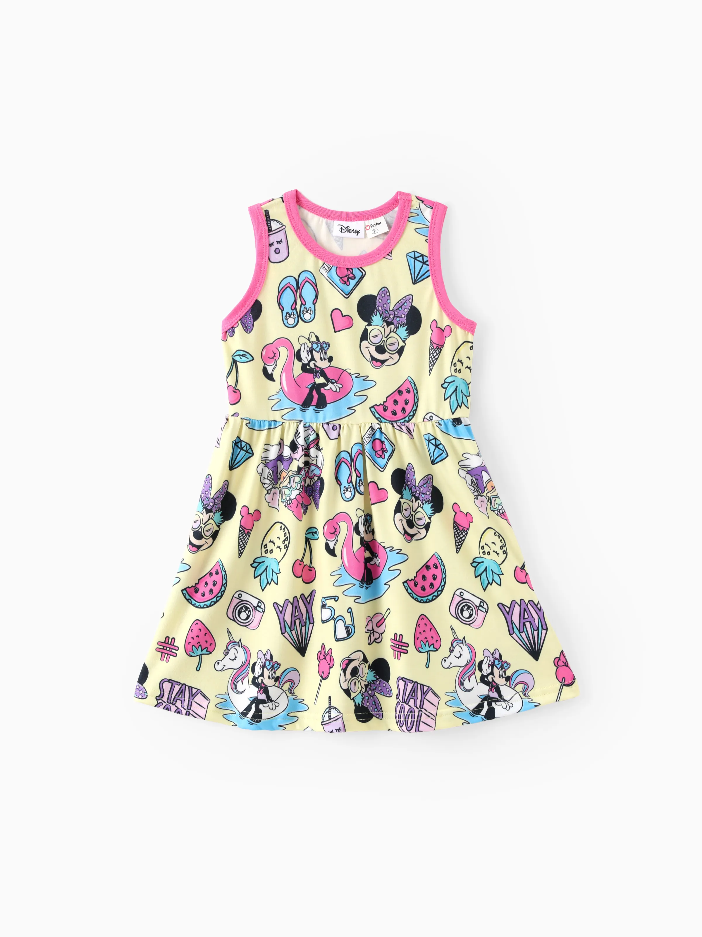 

Disney Mickey and Friends Toddler Girl 1pc Naia™ Minnie Mouse And Daisy Duck Allover Print Sleeveless Dress