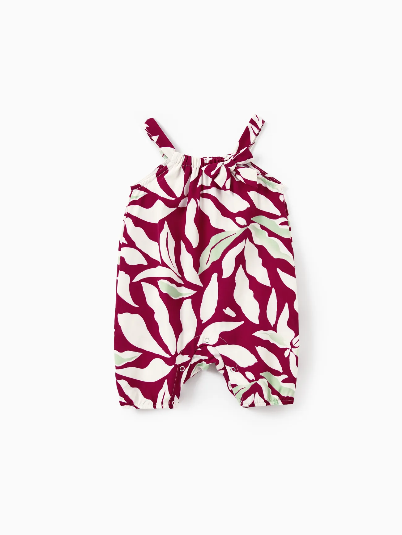 Baby Girl - Family Matching Leaf Print Red Shirt or Halter Backless Dress - Multi-color - image 12