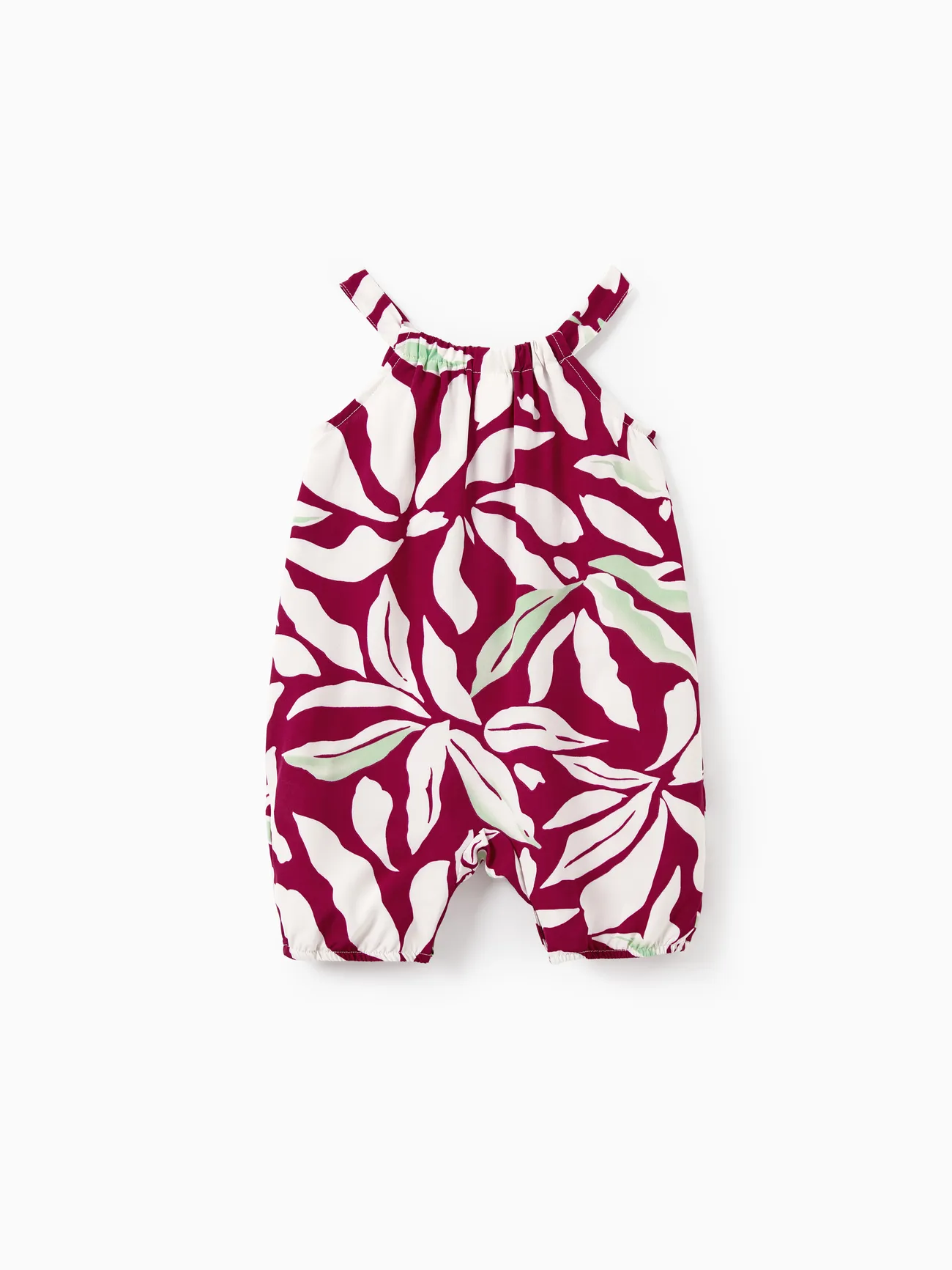 Baby Girl - Family Matching Leaf Print Red Shirt or Halter Backless Dress - Multi-color - image 13