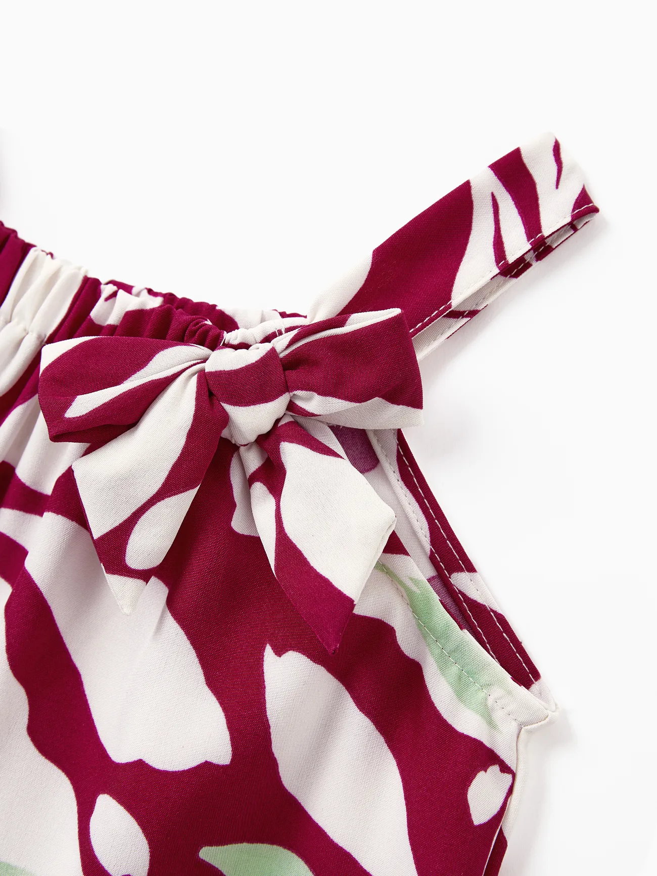 Baby Girl - Family Matching Leaf Print Red Shirt or Halter Backless Dress - Multi-color - image 14