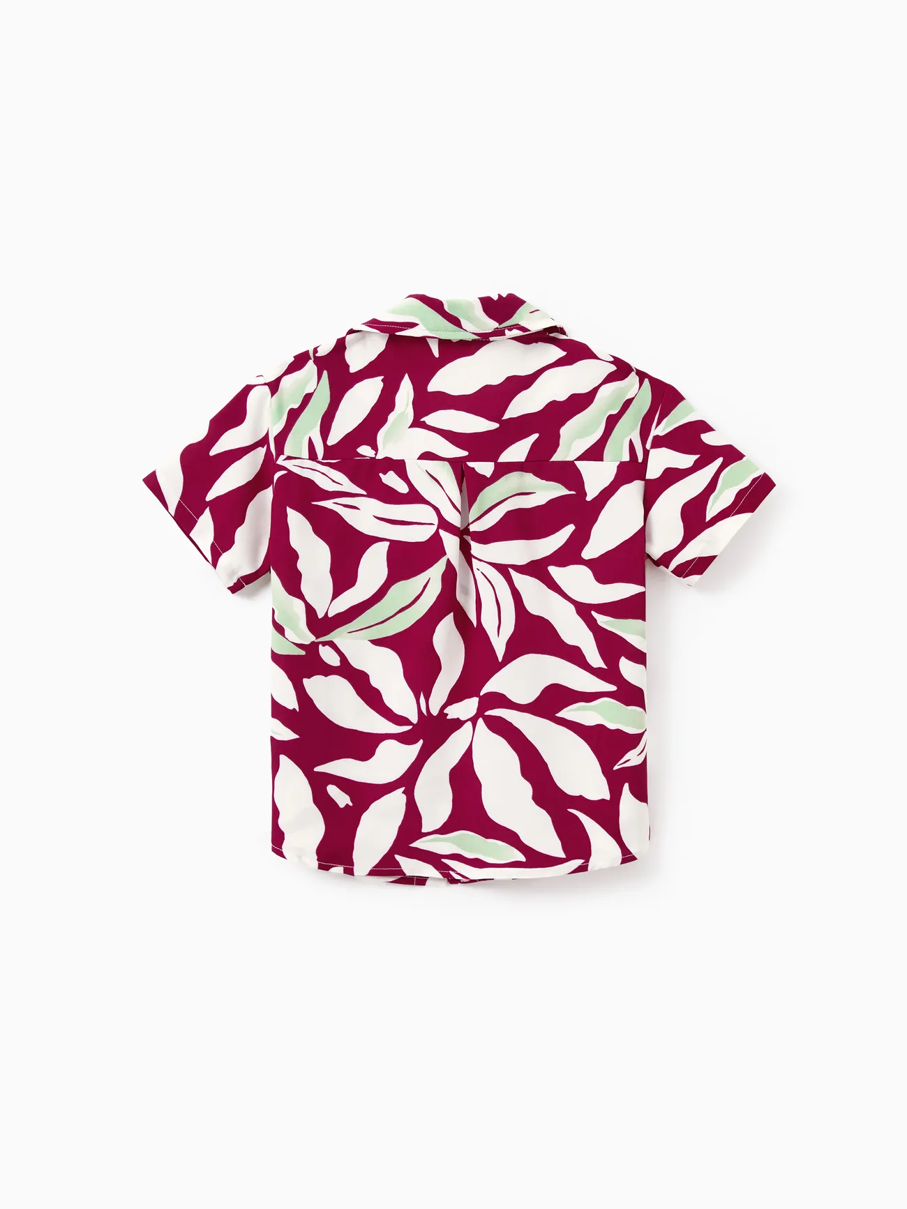 Boy - Family Matching Leaf Print Red Shirt or Halter Backless Dress - Multi-color - image 20
