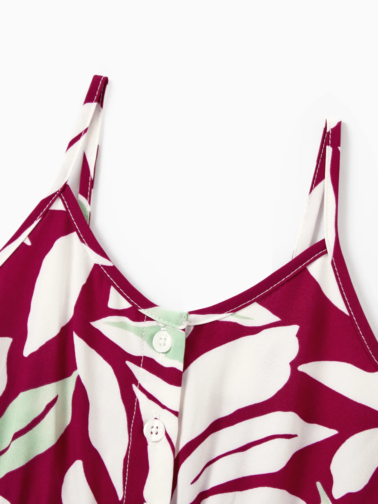 Girl - Family Matching Leaf Print Red Shirt or Halter Backless Dress - Multi-color - image 11