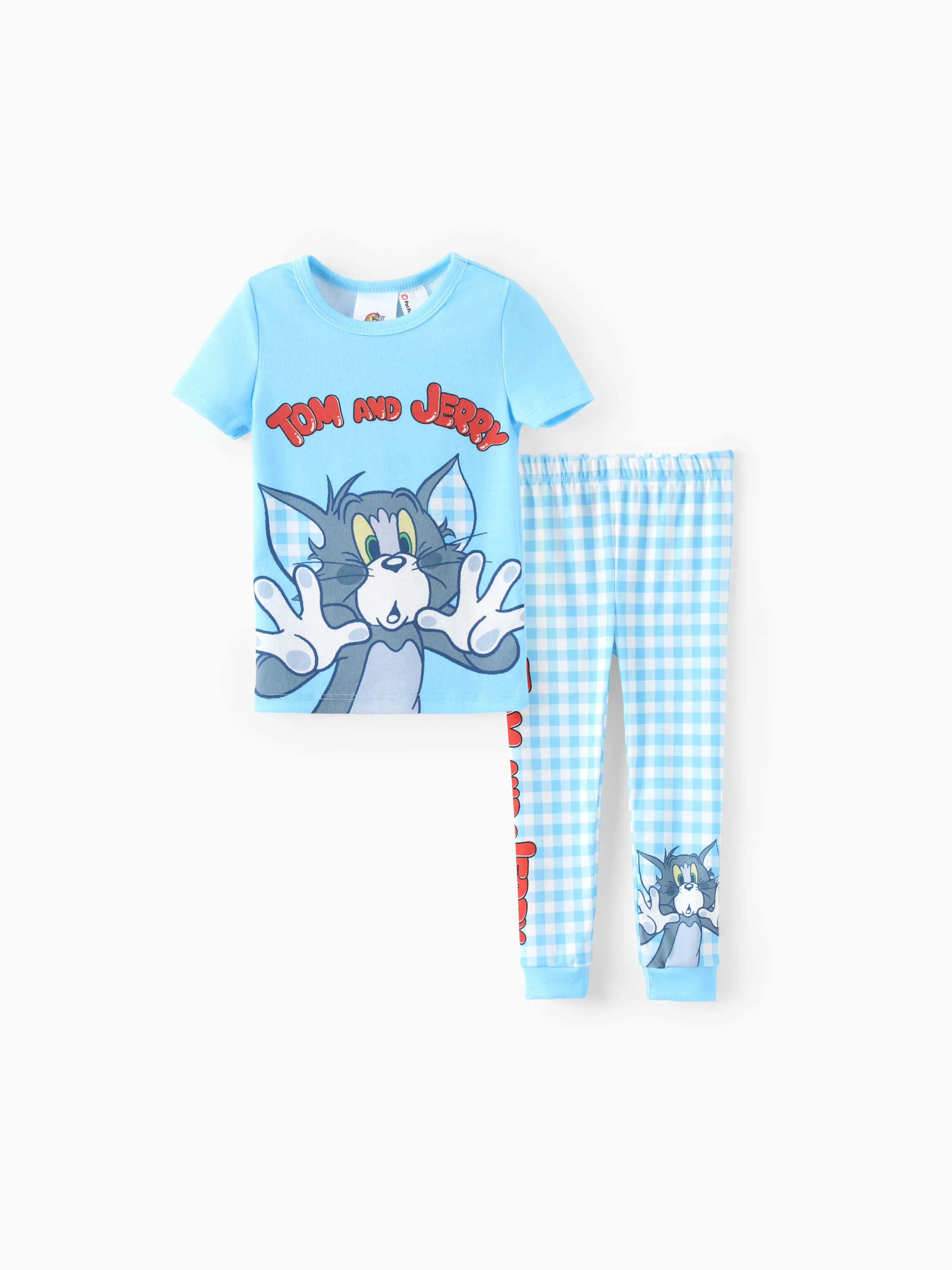 

Tom and Jerry Toddler Boy 2pcs Naia™ Character Plaid Pattern Short-sleeve Snug-Fitting Pajamas Set