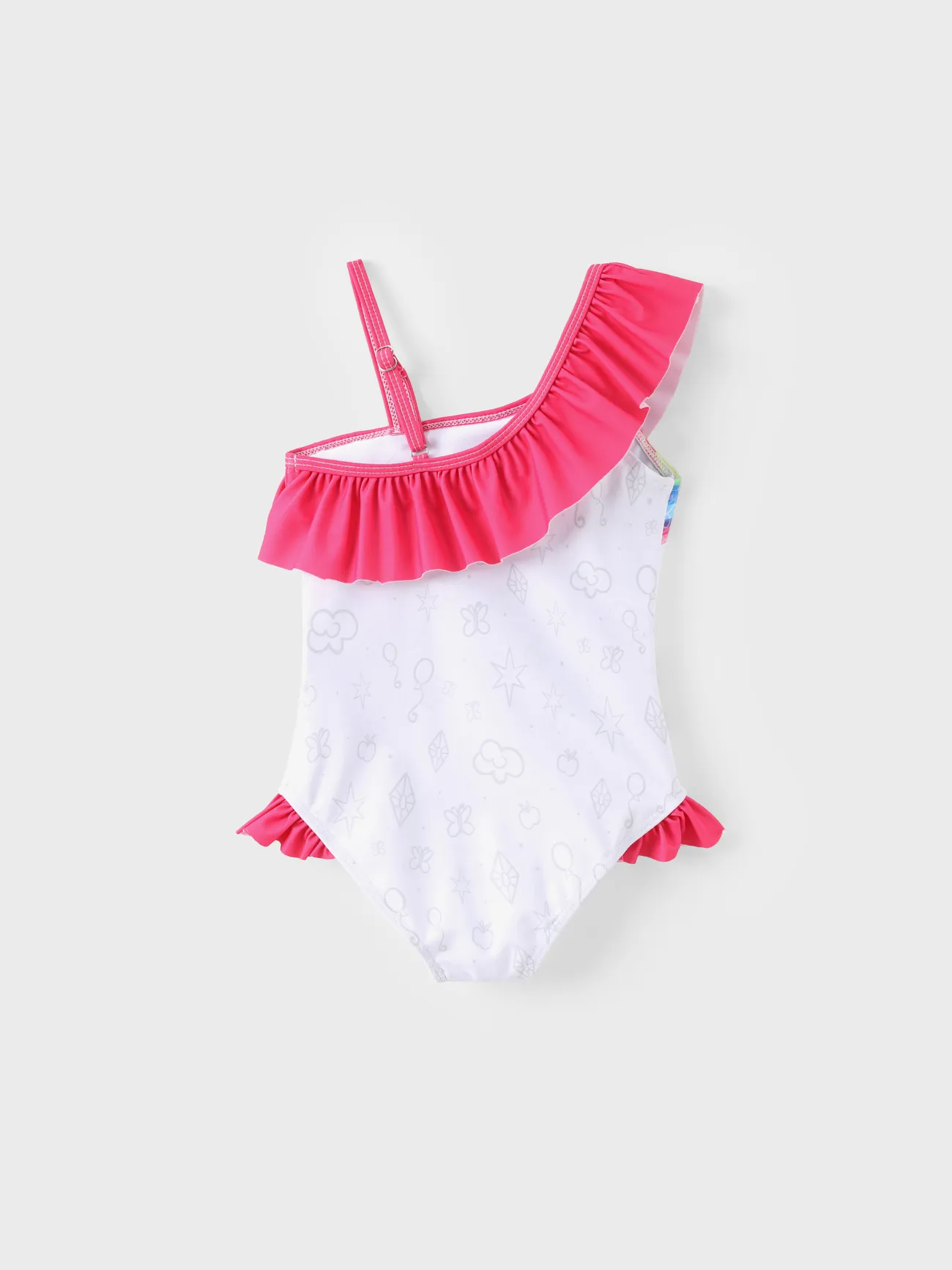 Hot Pink - My Little Pony Toddler/Kid Character Rainbow Off-shoulder Ruffled UPF 50+ One-piece Swimsuit - image 2
