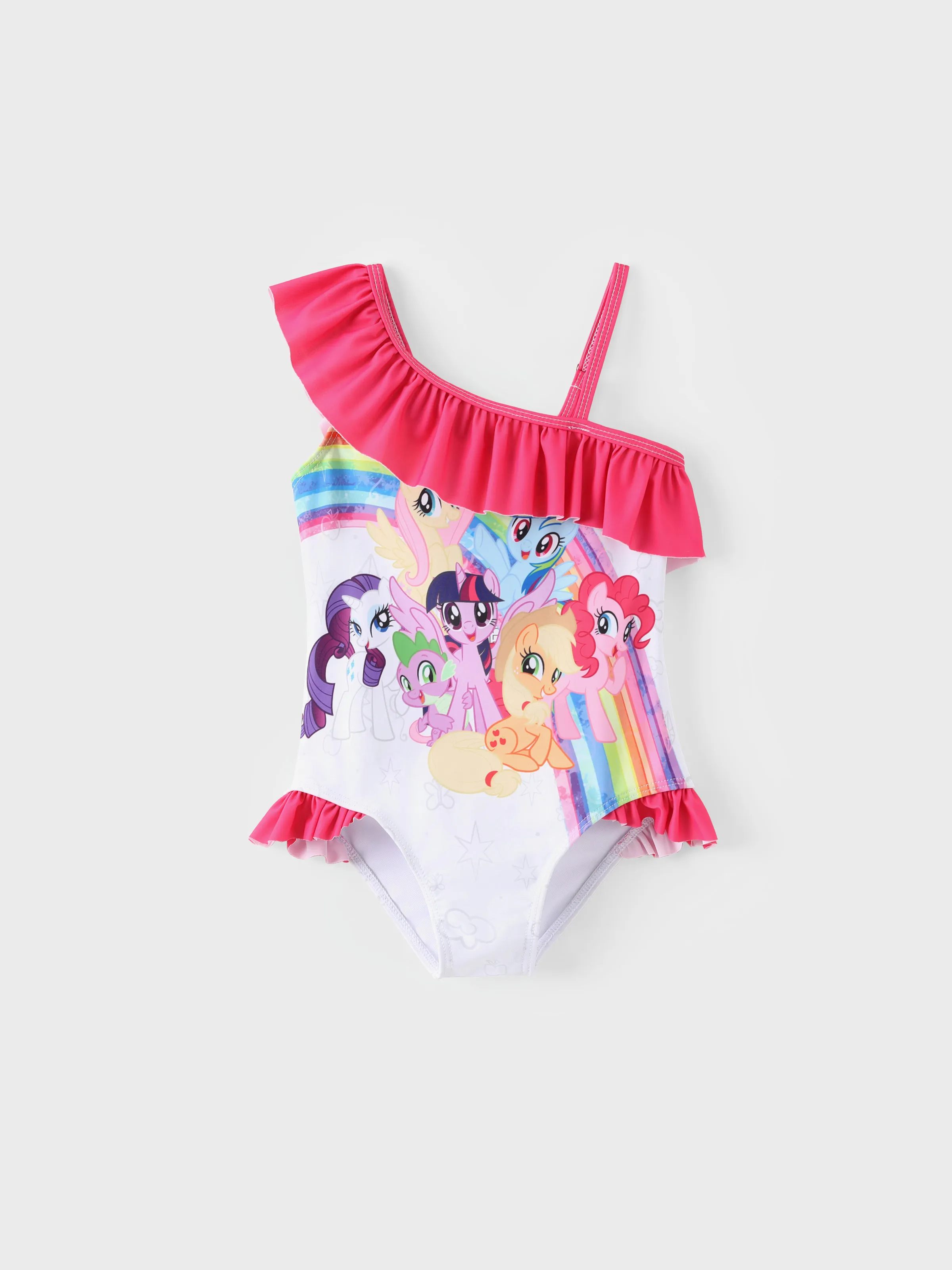 

My Little Pony Toddler/Kid 1pc Character Rainbow Pattern Off-shoulder Ruffled UPF 50+ Swimsuit