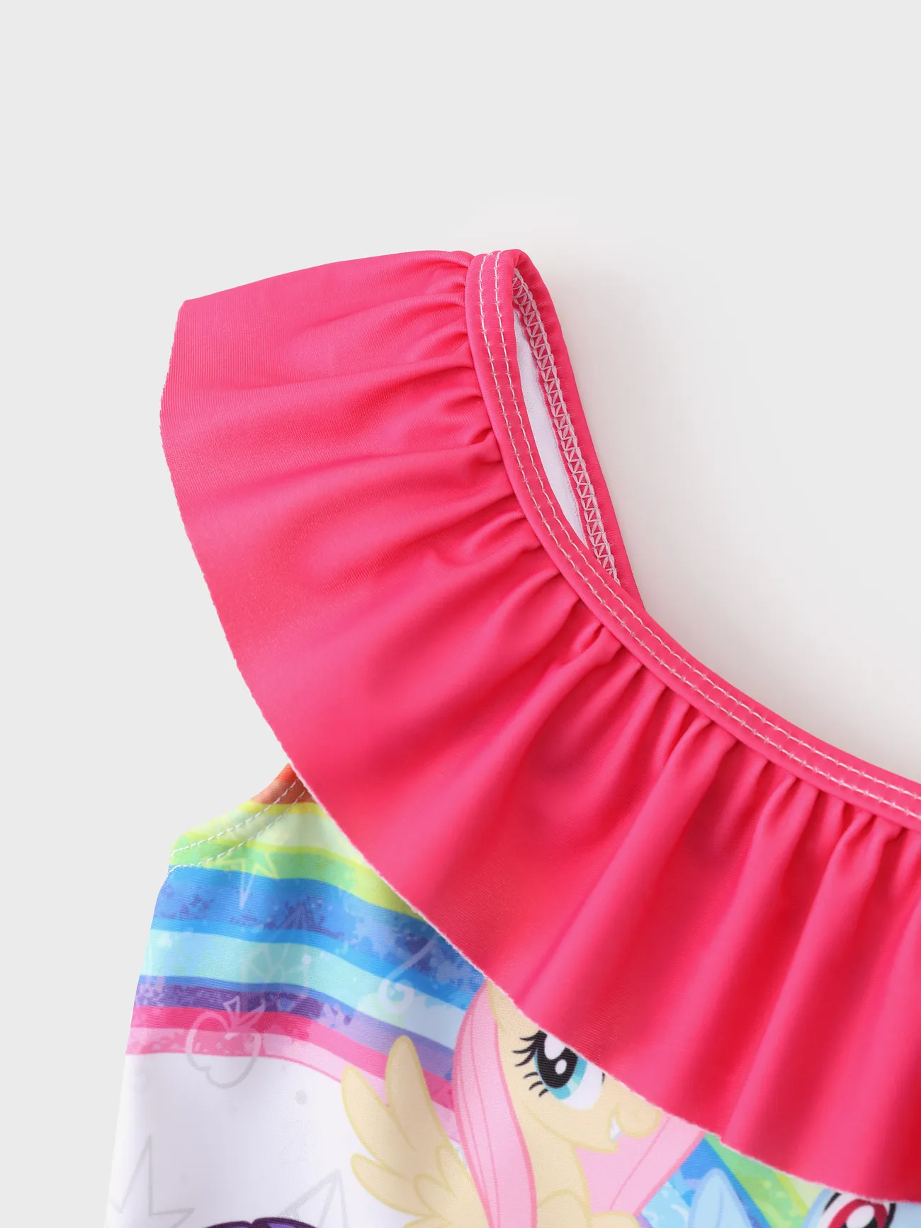 Hot Pink - My Little Pony Toddler/Kid Character Rainbow Off-shoulder Ruffled UPF 50+ One-piece Swimsuit - image 3