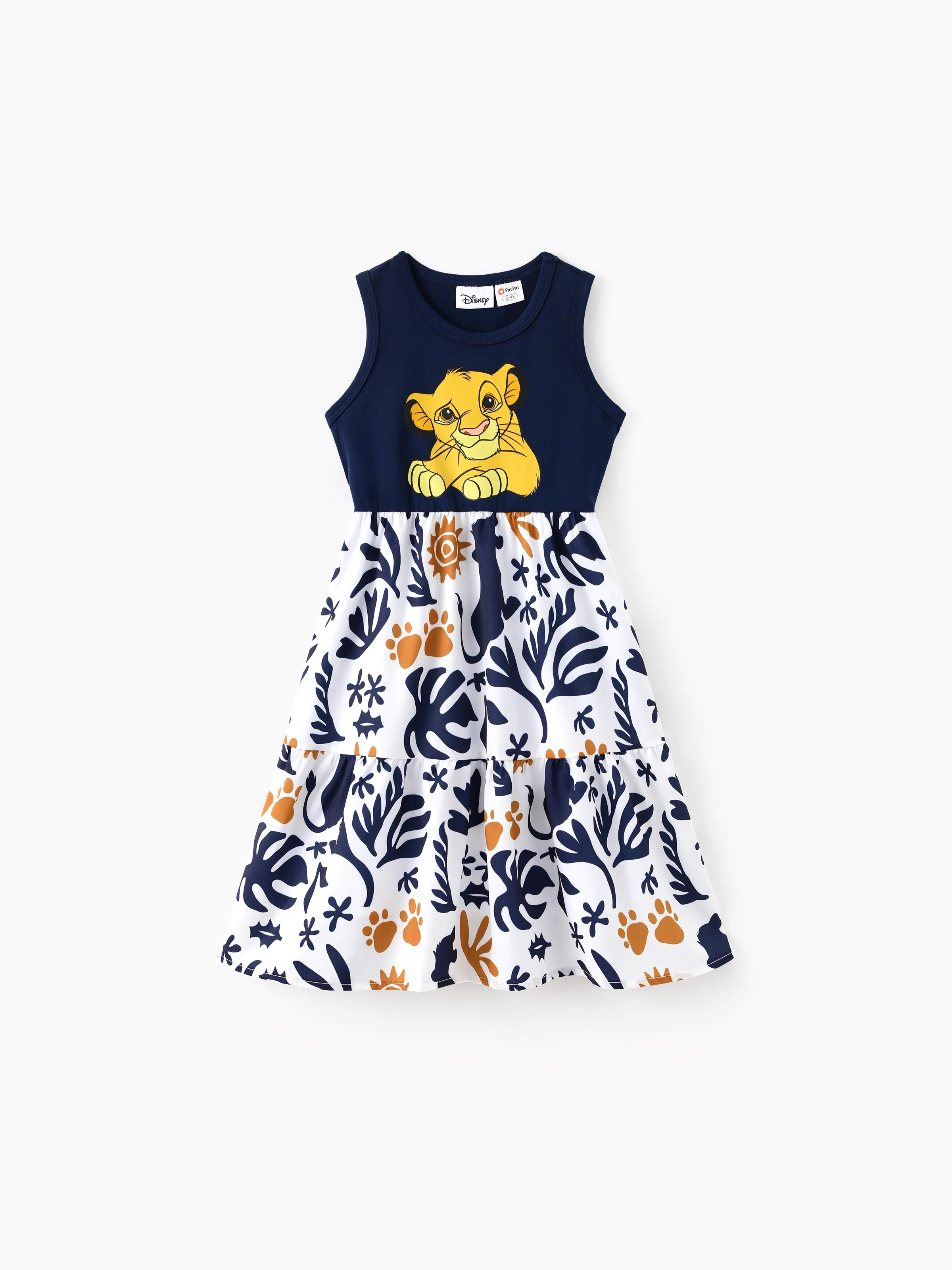 

Disney Lion King Family Matching Simba Palm Leaf Pattern Colorblock Dress/Top/Romper