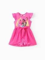 

Disney Princess Ariel/Jasmine/Rapunzel/Moana 1 pc Toddler Girl Character Print Bowknot Mesh Ruffled Romper