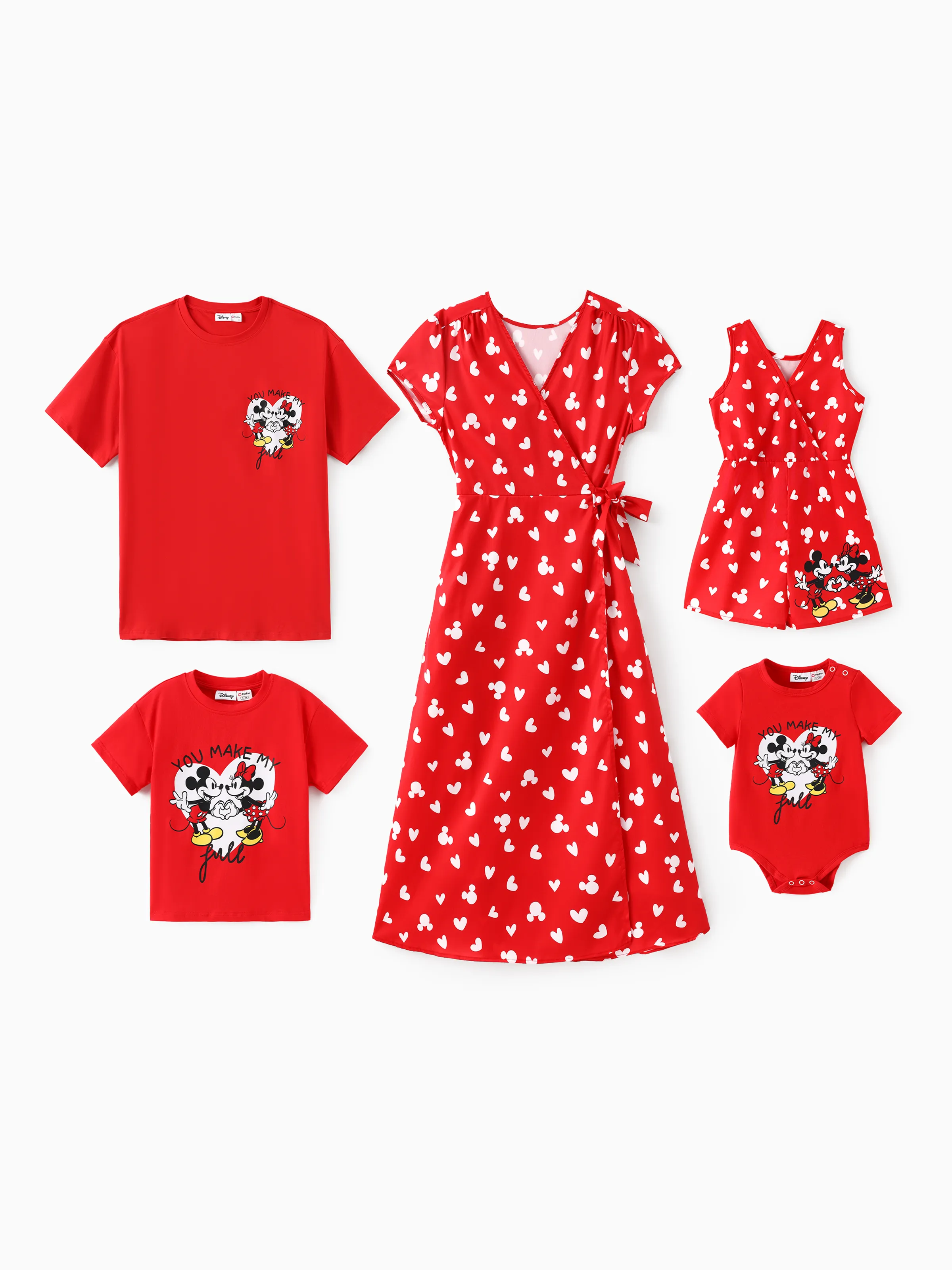 

Disney Mickey and Friends Family matching Heart Allover Print Short-sleeve Dress/Jumpsuit/Cotton Top