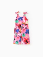Disney Mickey and Friends 1pc Toddler Girls/Boys Sleeveless Bowknot Character Doodle Print Jumpsuit Pink