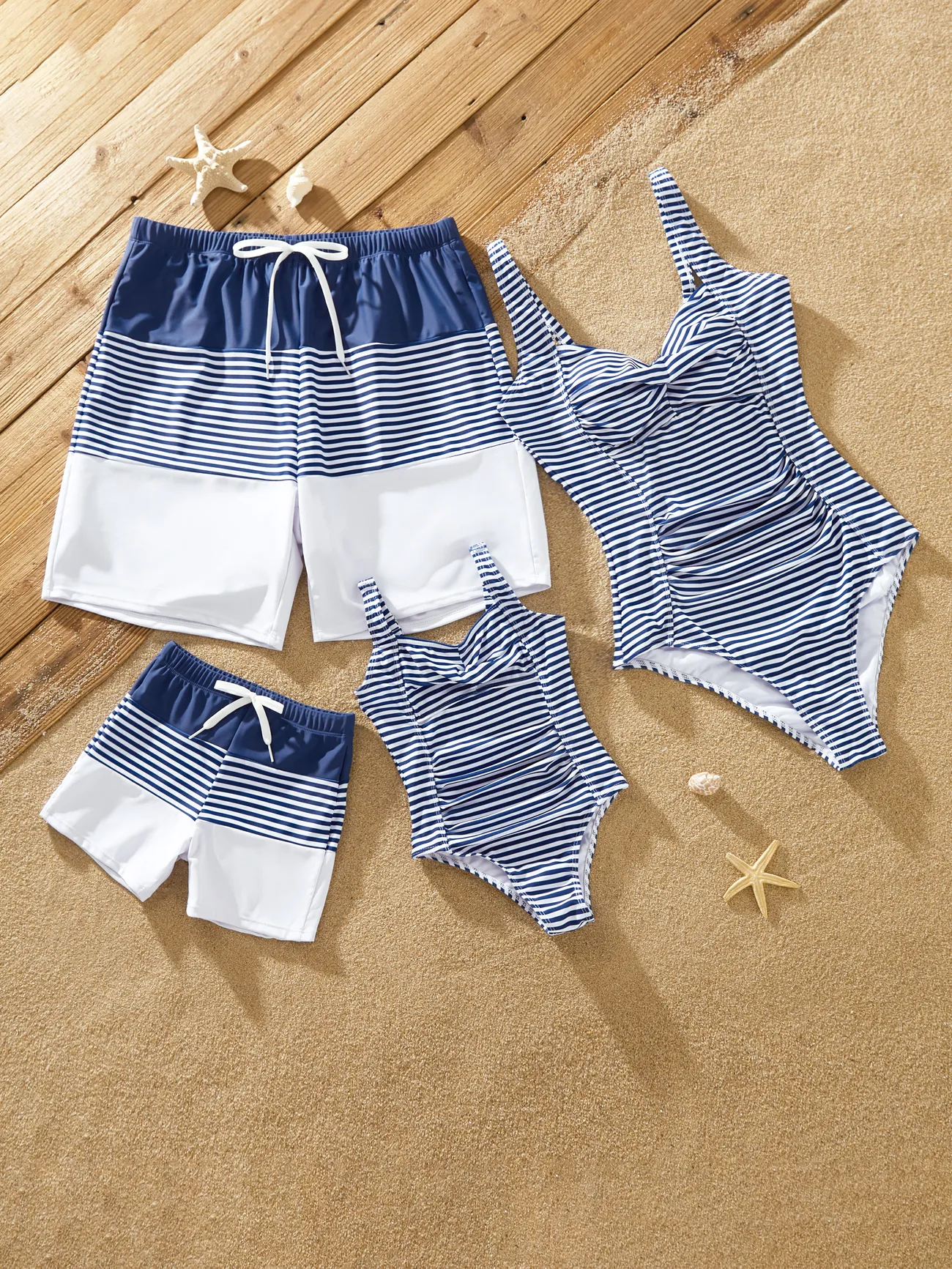 

Sexy Stripe Family Swimwear for Unisex - Tight Fit Polyester Spandex Matching Outfits