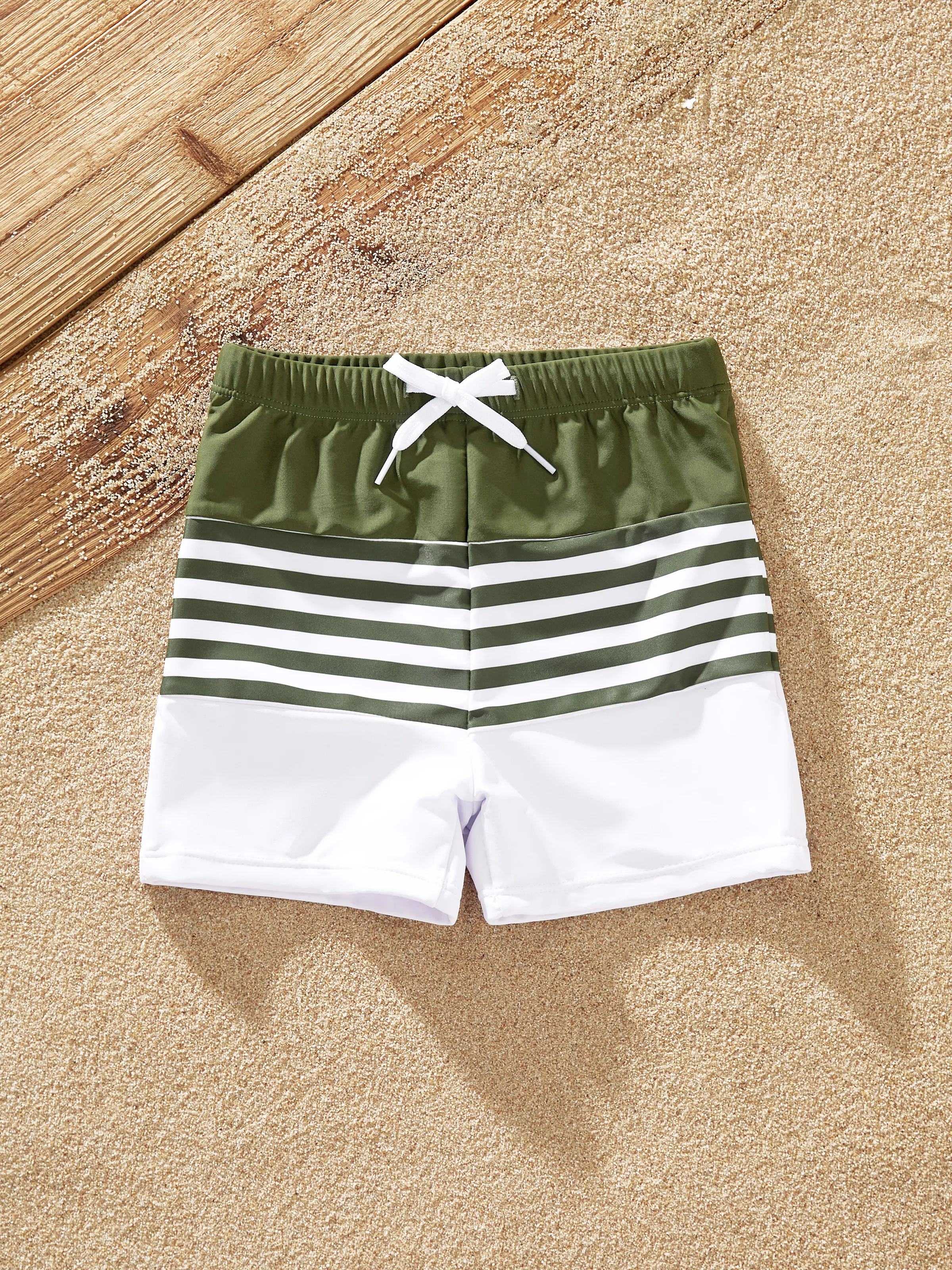 

Family Matching Colorblock Stripe Swim Trunks or One Piece One Shoulder Swimsuit