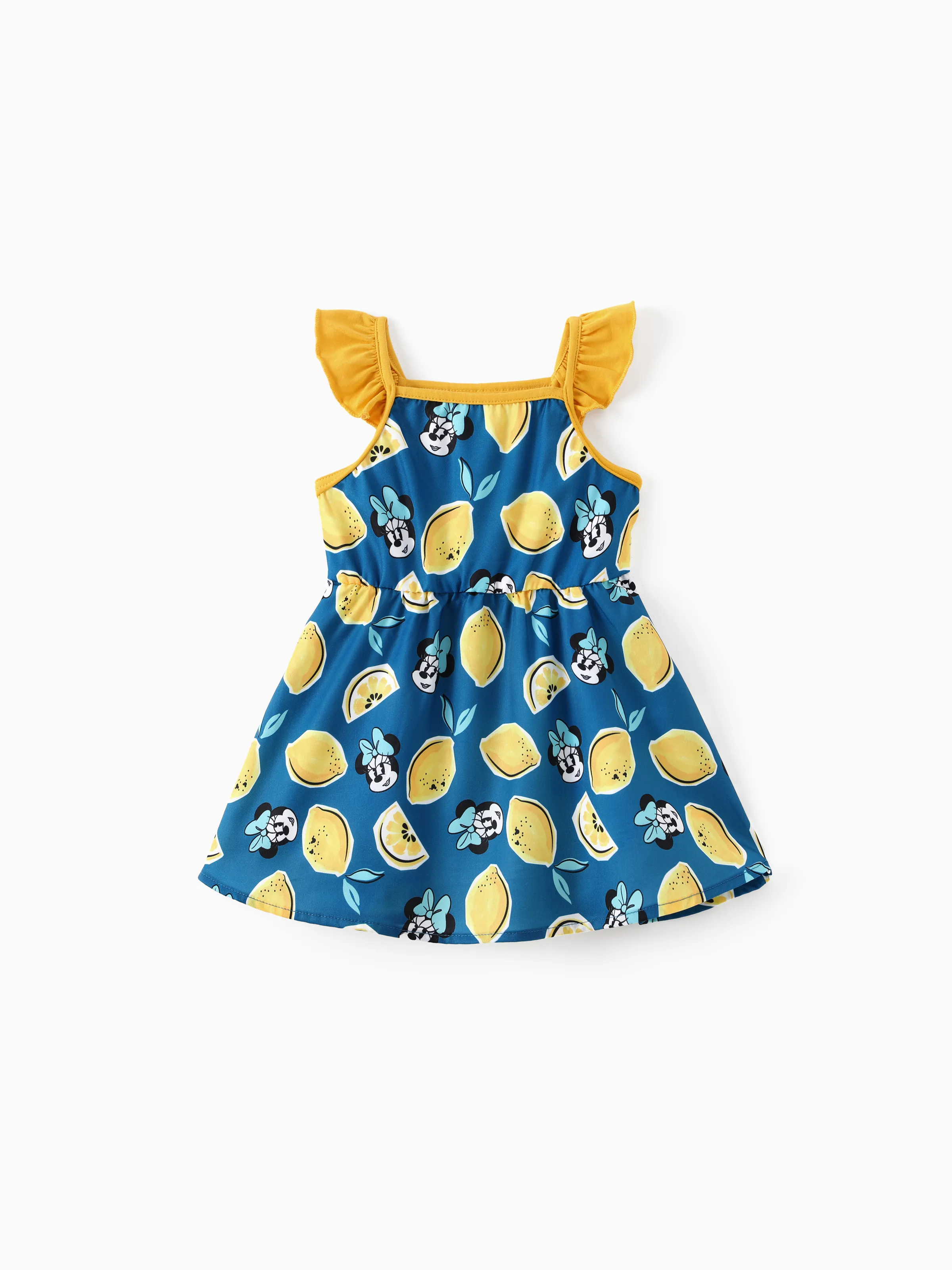 

Disney Mickey and Friends Mommy and Me Lemon Minnie Print Casual Flutter Dress