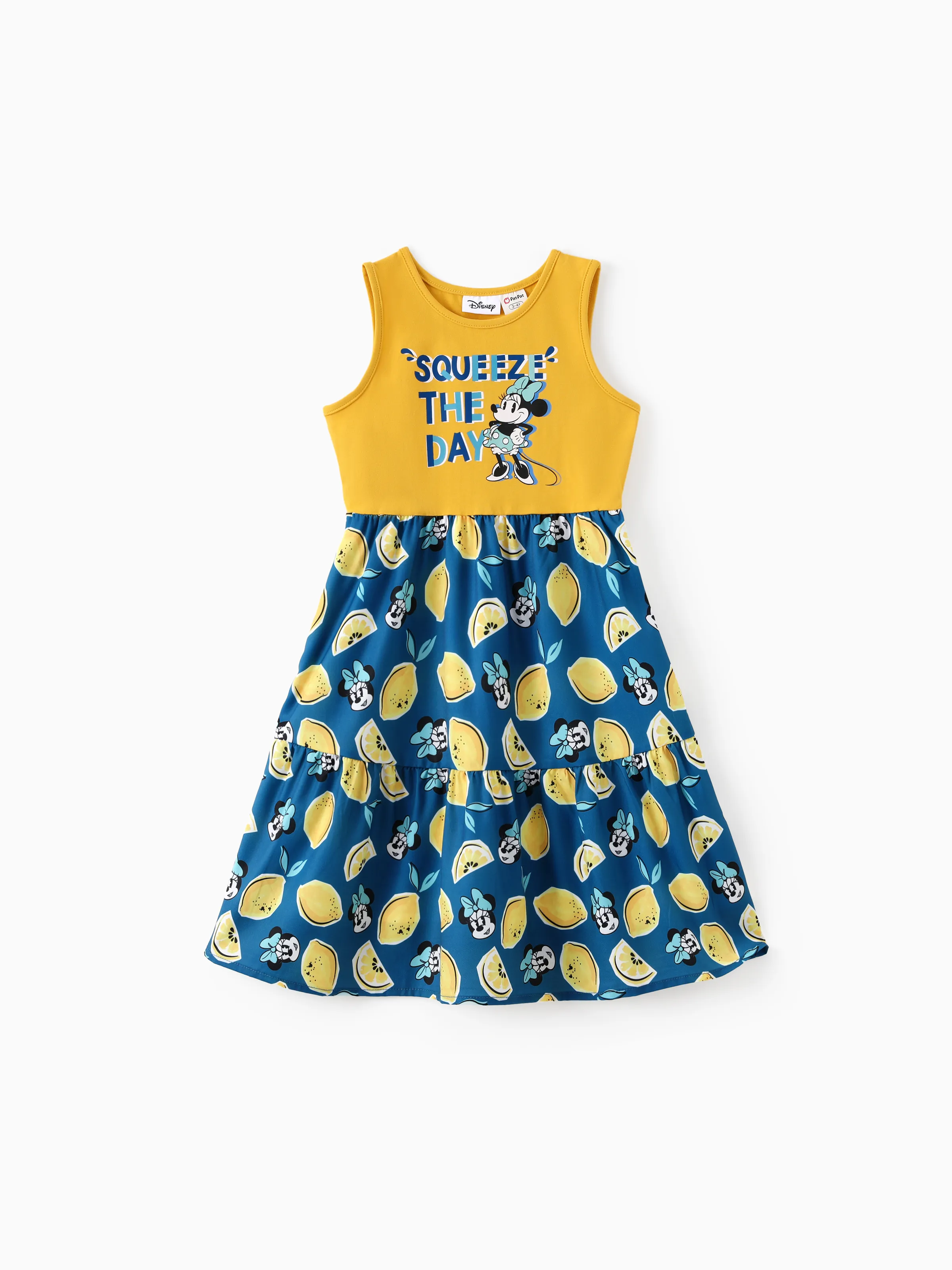 

Disney Mickey and Friends Mommy and Me Lemon Minnie Print Casual Flutter Dress