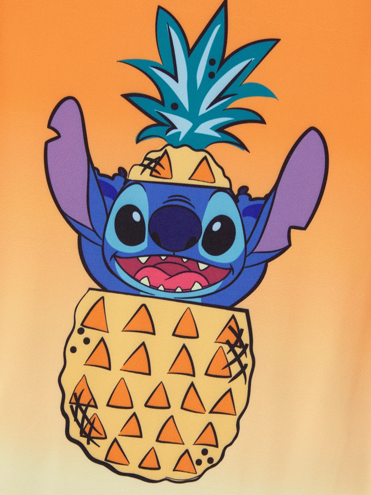 Baby - Disney Stitch Family matching 1pc Character Pineapple Pattern Gradient Short-sleeve Cooling Top/Romper - Orange - image 15