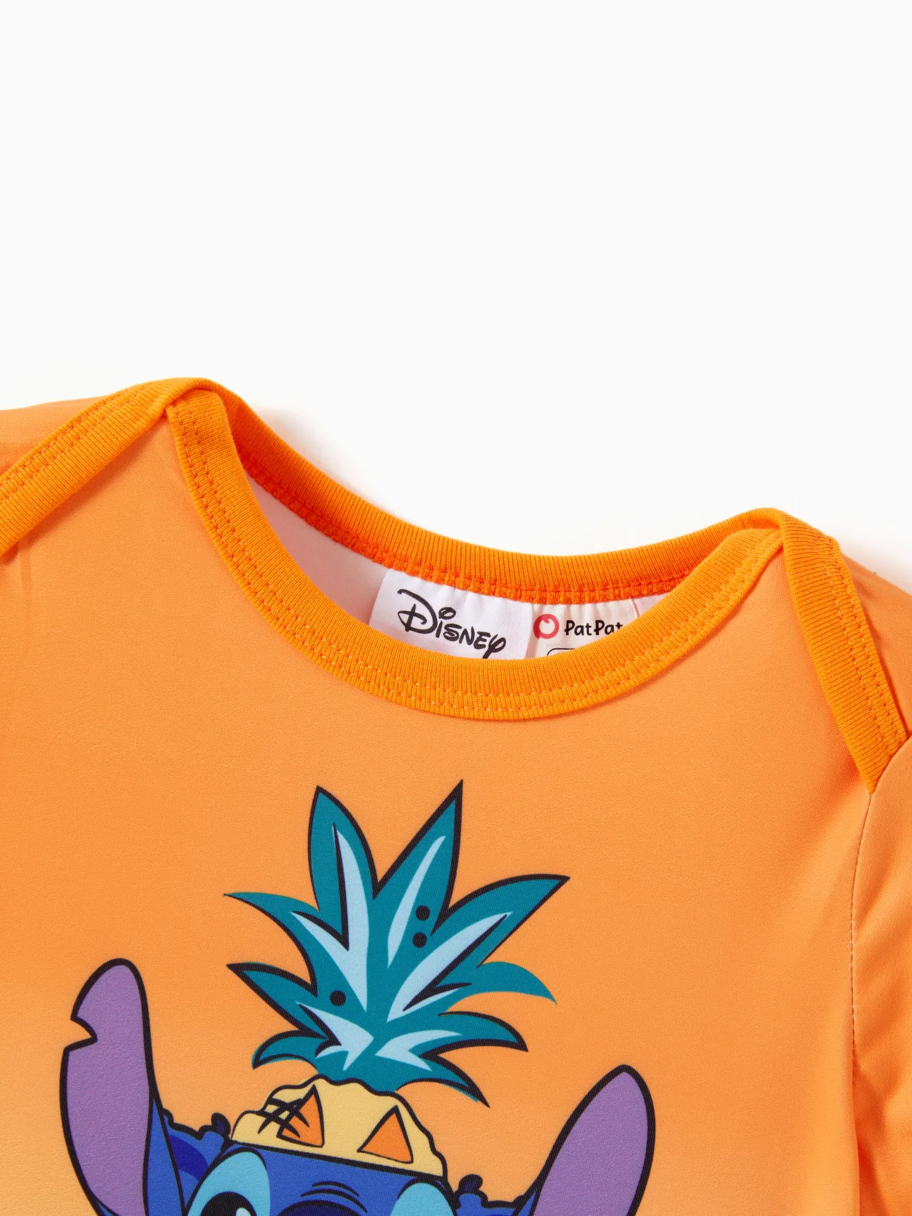 Baby - Disney Stitch Family matching 1pc Character Pineapple Pattern Gradient Short-sleeve Cooling Top/Romper - Orange - image 14
