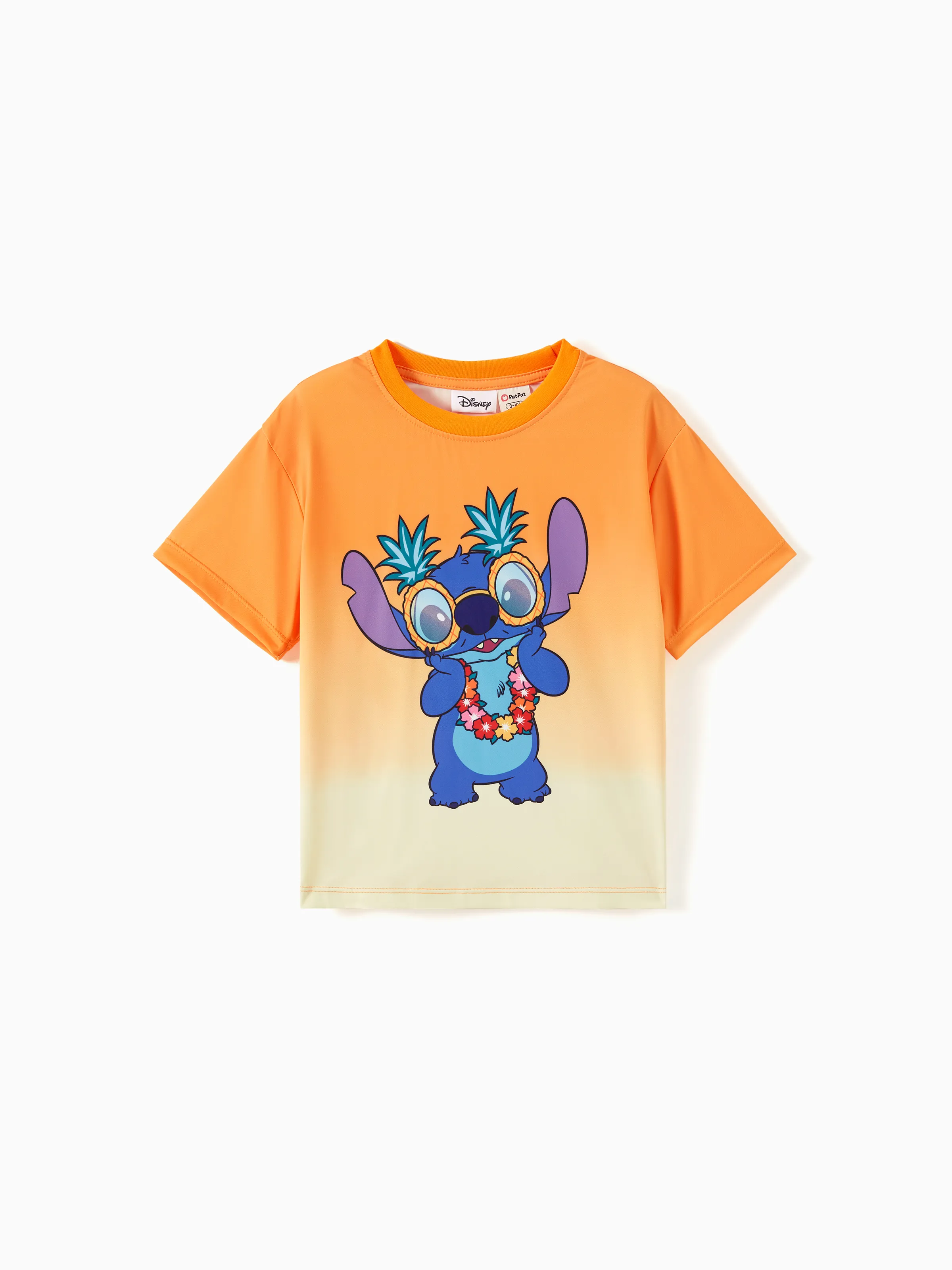 

Disney Stitch Family matching 1pc Character Pineapple Pattern Gradient Short-sleeve Cooling Top/Romper