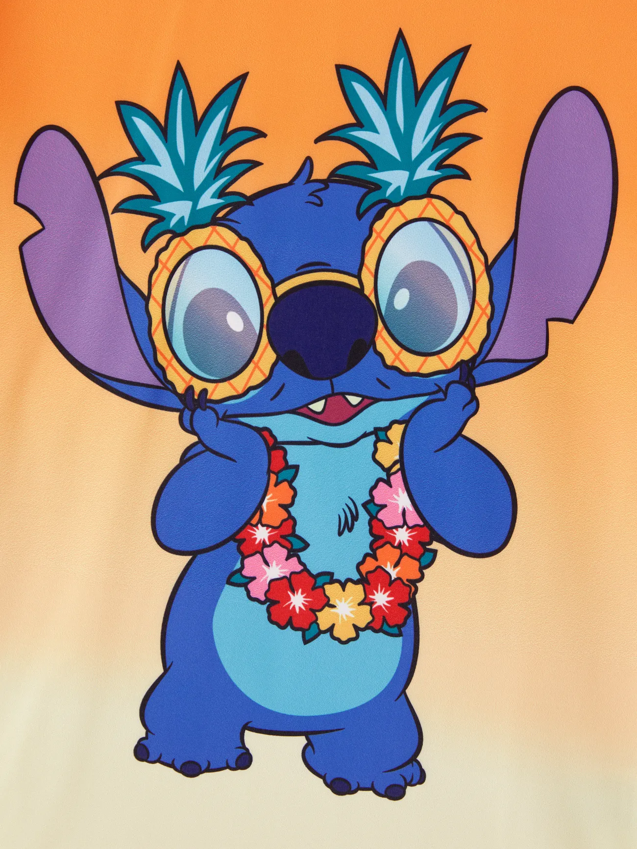 Kids - Disney Stitch Family matching 1pc Character Pineapple Pattern Gradient Short-sleeve Cooling Top/Romper - Orange - image 10