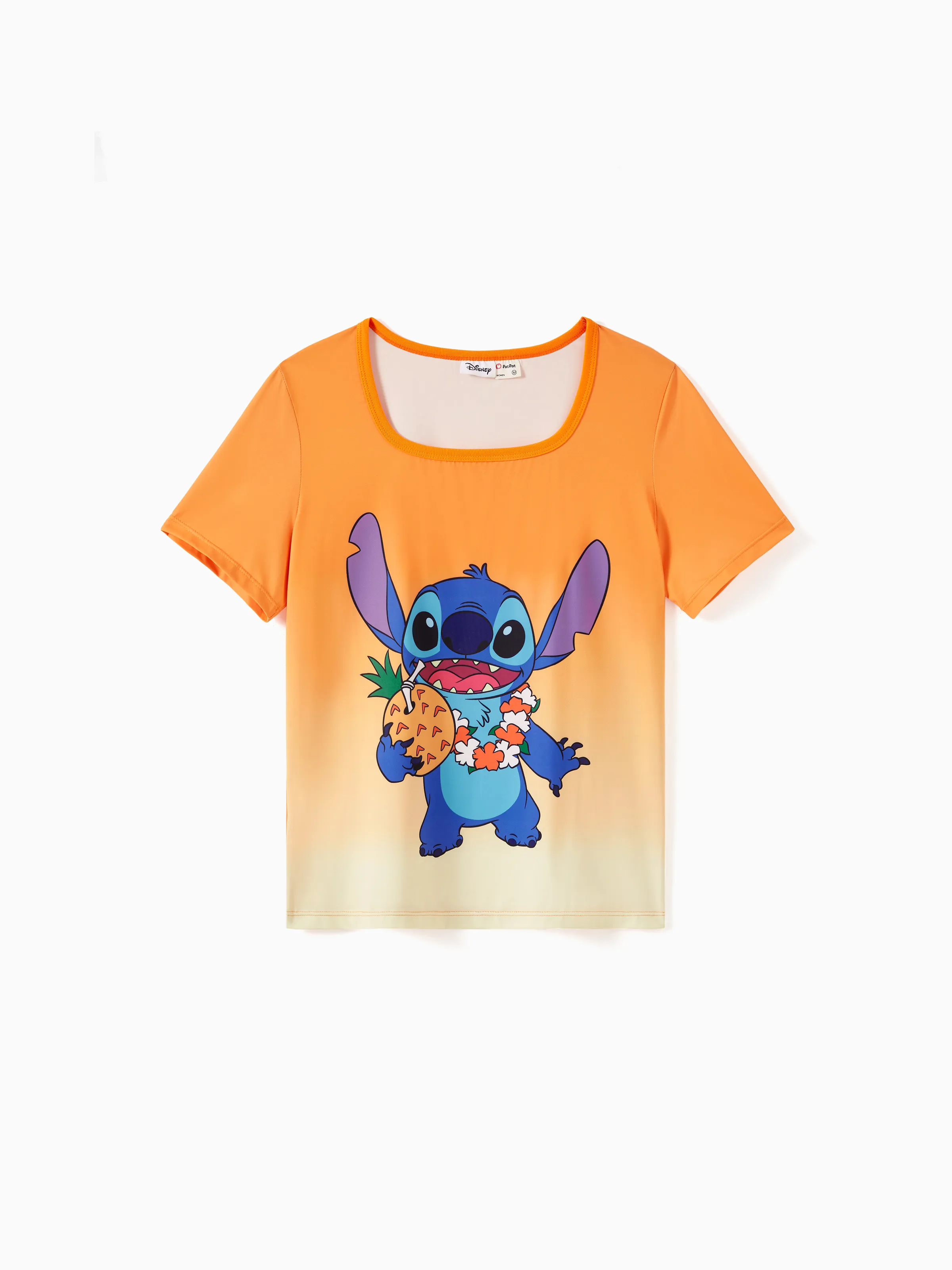 

Disney Stitch Family matching 1pc Character Pineapple Pattern Gradient Short-sleeve Cooling Top/Romper