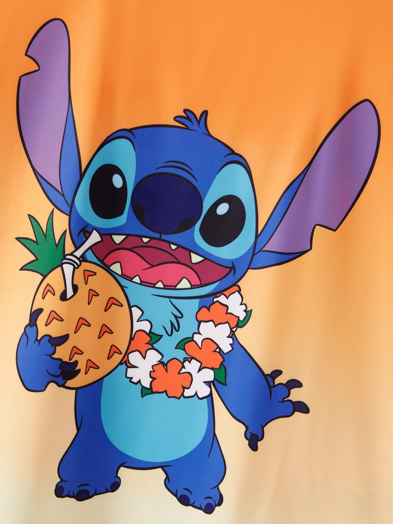 Women - Disney Stitch Family matching 1pc Character Pineapple Pattern Gradient Short-sleeve Cooling Top/Romper - Orange - image 5