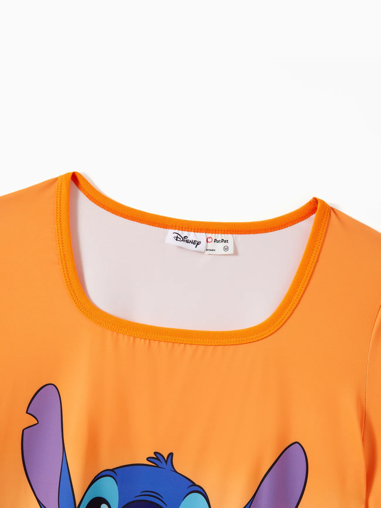 Women - Disney Stitch Family matching 1pc Character Pineapple Pattern Gradient Short-sleeve Cooling Top/Romper - Orange - image 4