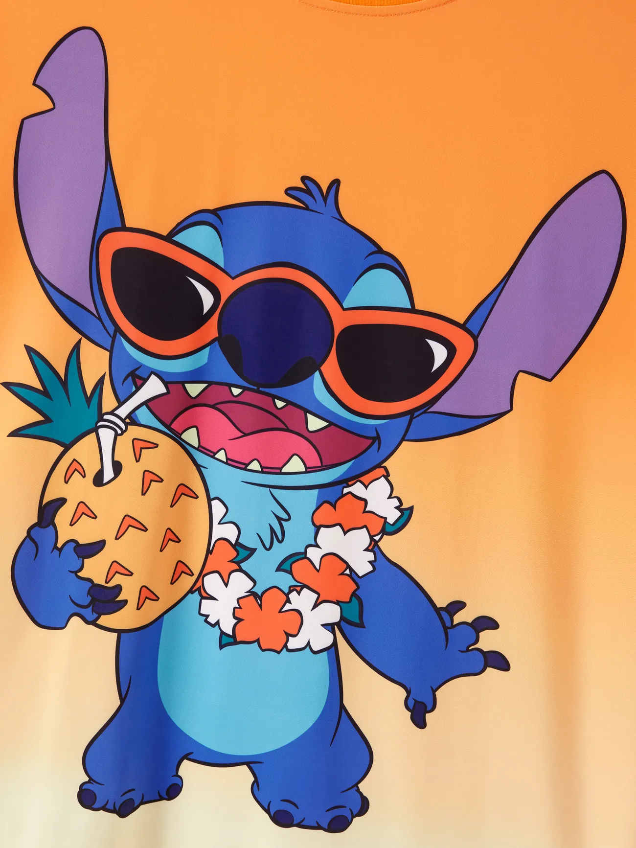 Men - Disney Stitch Family matching 1pc Character Pineapple Pattern Gradient Short-sleeve Cooling Top/Romper - Orange - image 20